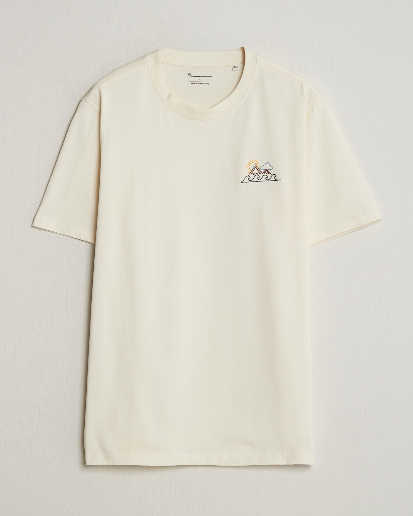 Herren | T-Shirts | KnowledgeCotton Apparel | Chest Print T-Shirt Egret