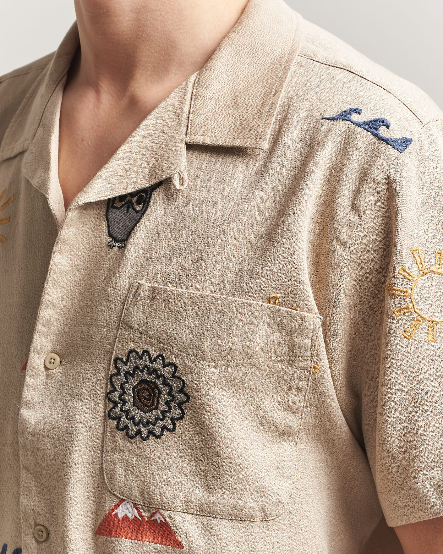 Herren | Hemden | KnowledgeCotton Apparel | Relaxed Embroidery Shirt Light Feather Grey