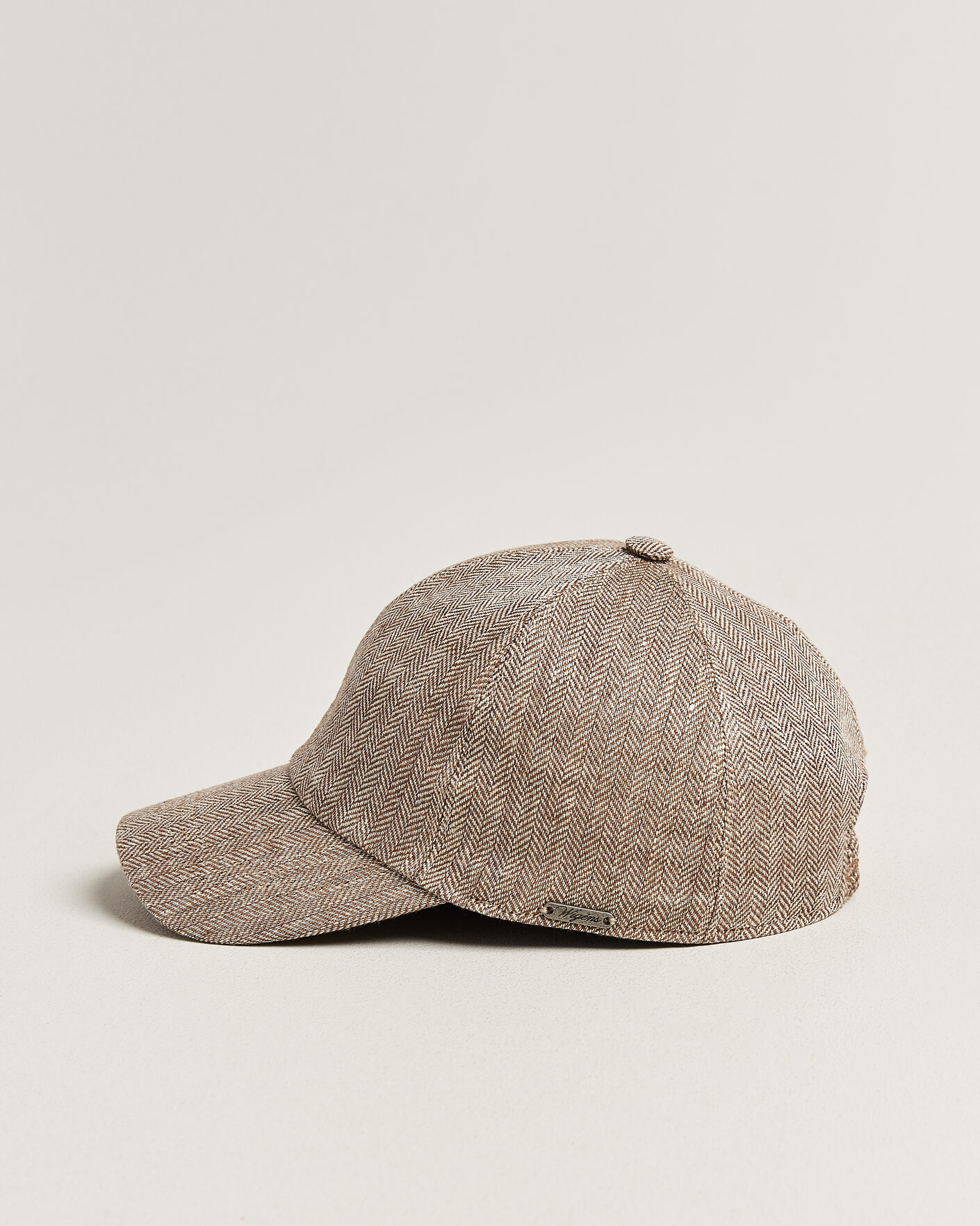Herren | Hüte & Mützen | Wigéns | Baseball Linen Herringbone Cap Brown