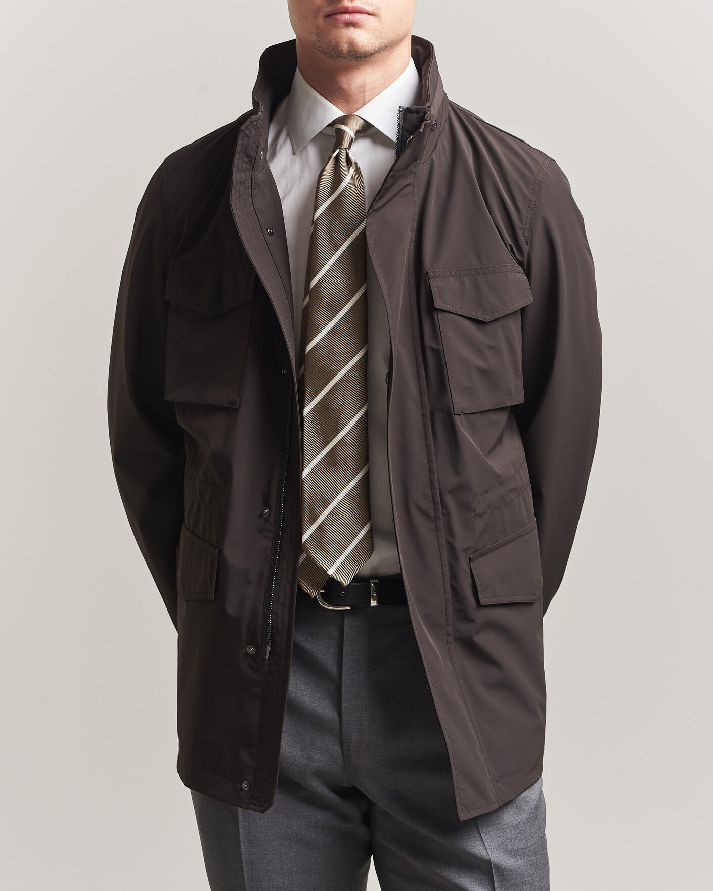 Herren | Jacken | Oscar Jacobson | M65 Nylon Field Jacket Brown