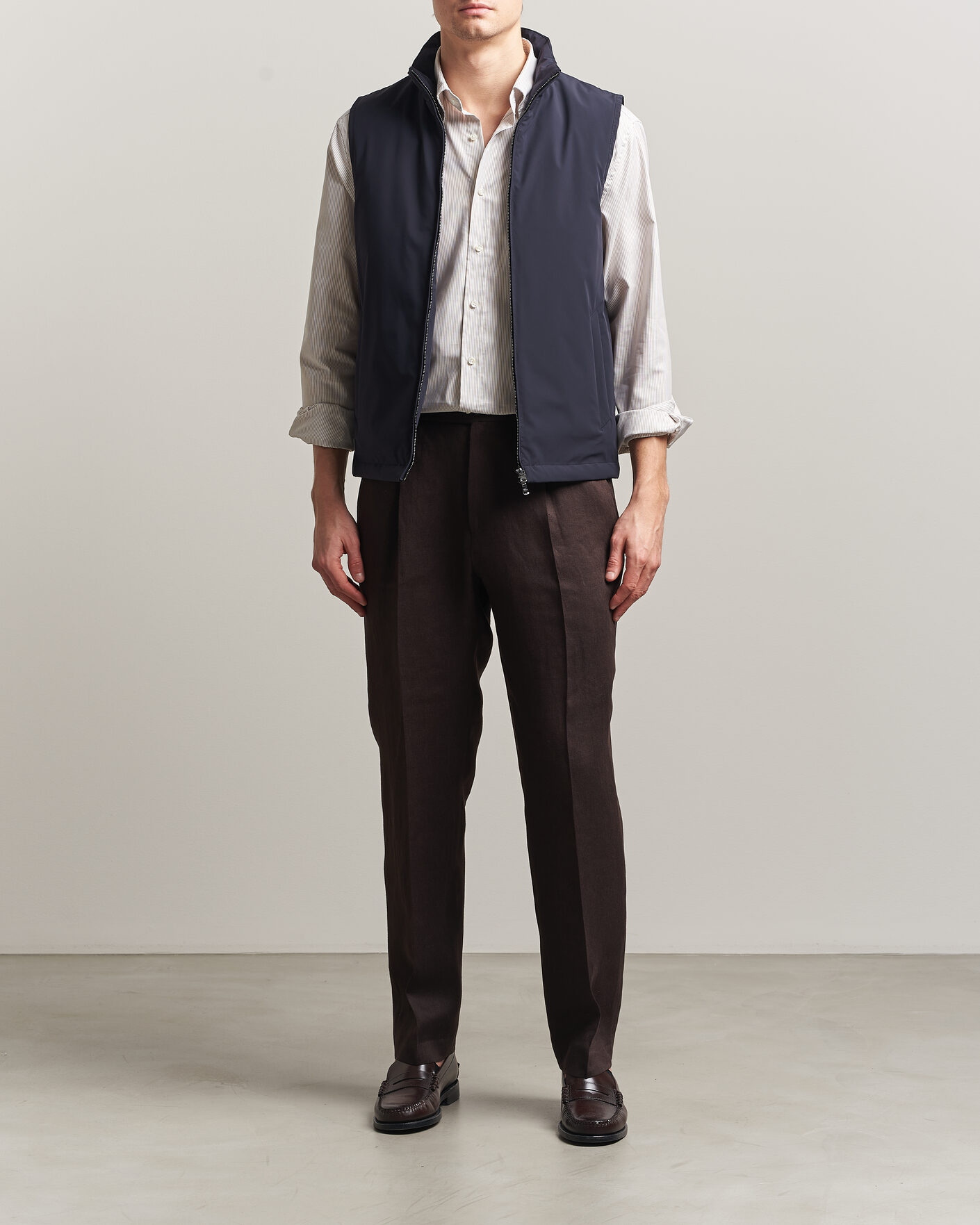 Herren | Westen | Oscar Jacobson | Light Zipped Waistcoat Navy
