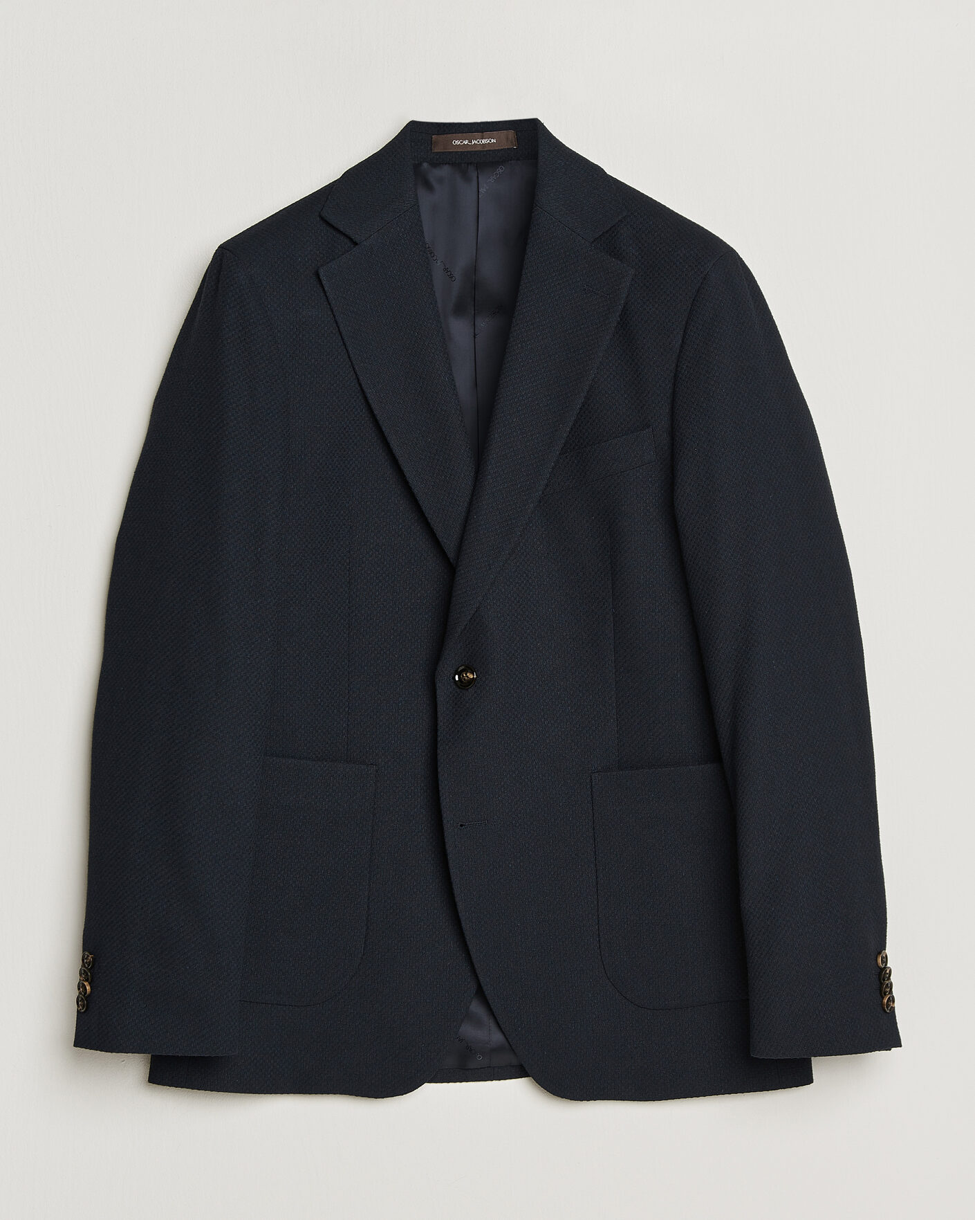 Herren | Sakkos | Oscar Jacobson | Fogerty Patch Structure Cotton Blazer Navy