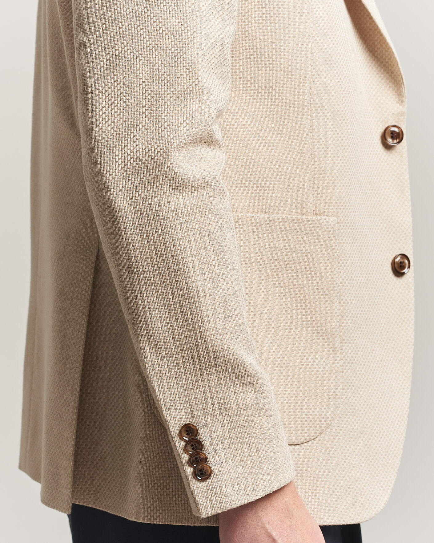 Herren | Sakkos | Oscar Jacobson | Fogerty Patch Structure Cotton Blazer Beige