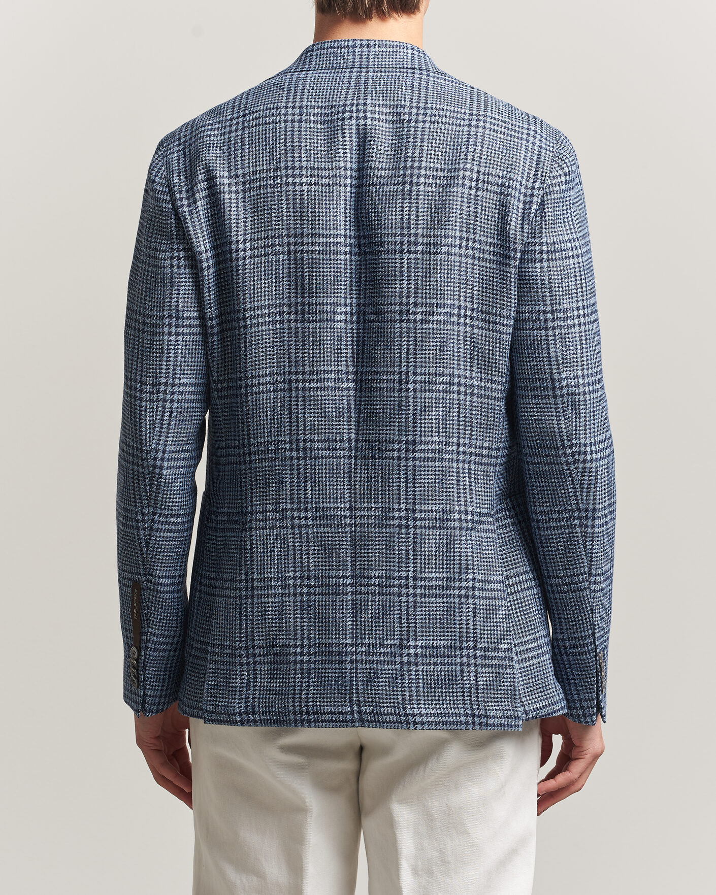 Herren | Sakkos | Oscar Jacobson | Ferry Patch Soft Checked Linen/Wool Blazer Blue