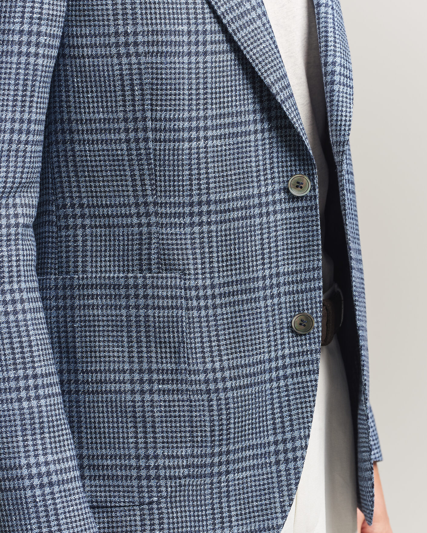 Herren | Sakkos | Oscar Jacobson | Ferry Patch Soft Checked Linen/Wool Blazer Blue