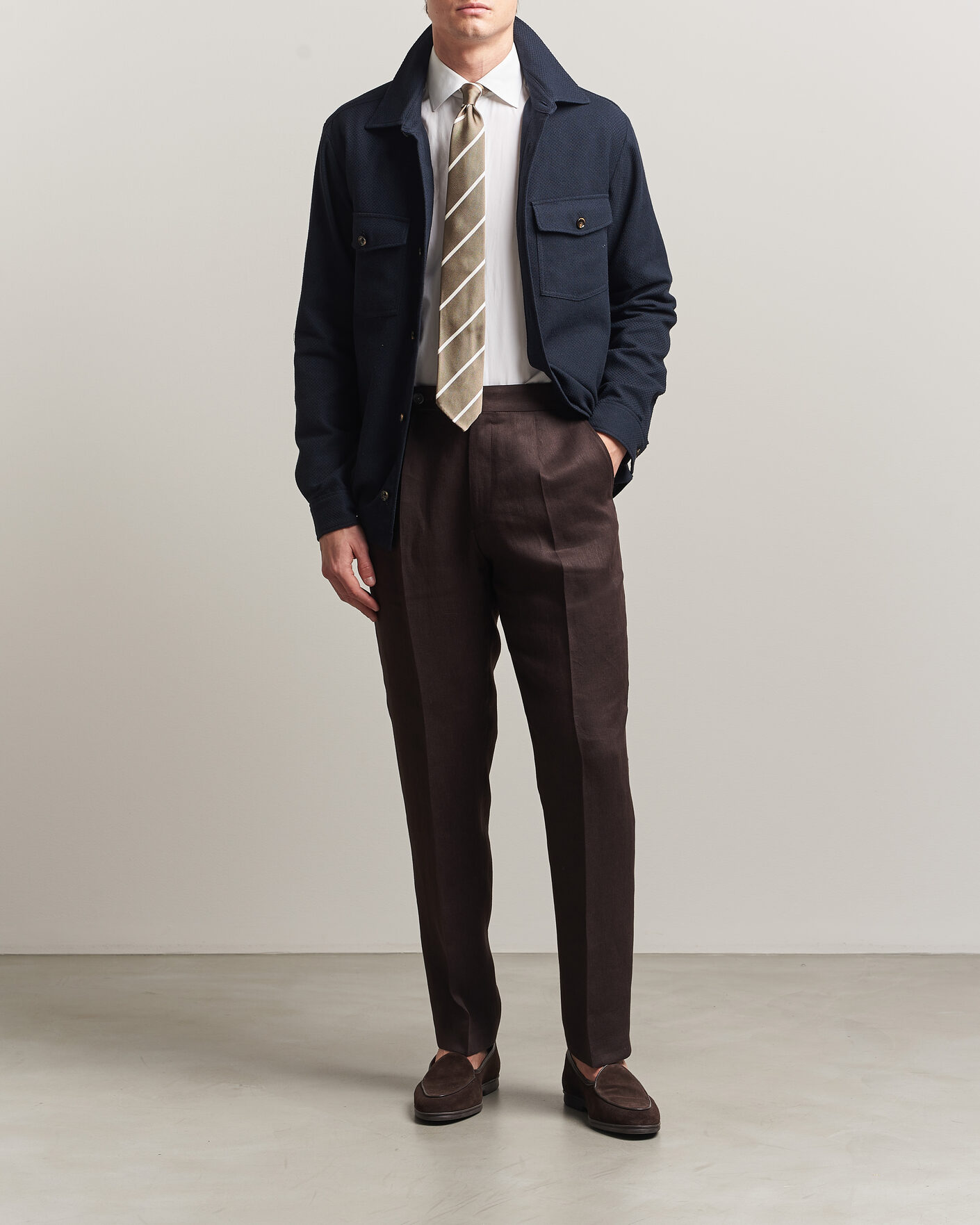 Herren | Hemden | Oscar Jacobson | Magnus Structure Cotton Overshirt Navy