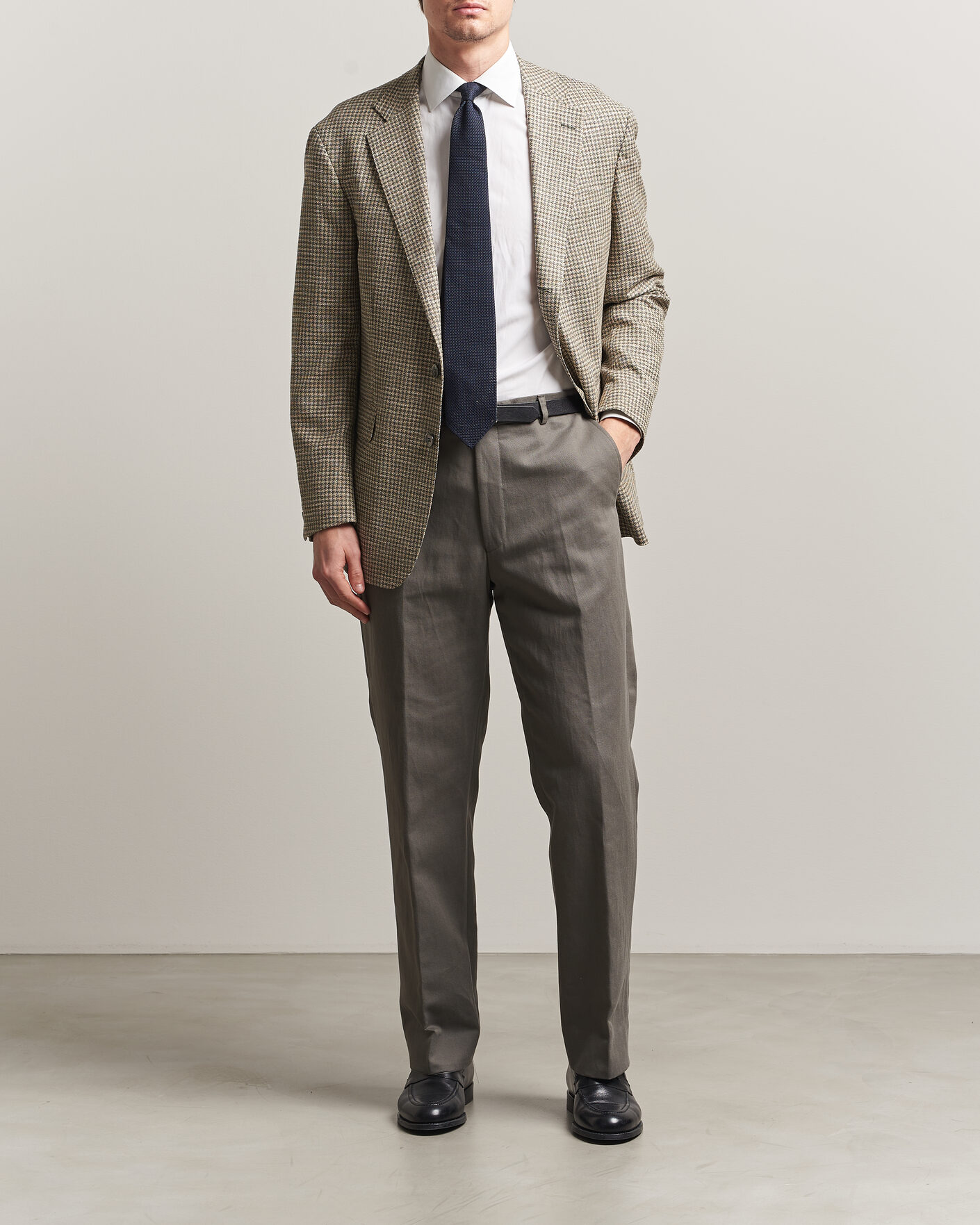 Herren | Hosen | Oscar Jacobson | Del Cotton/Linen Trousers Olive