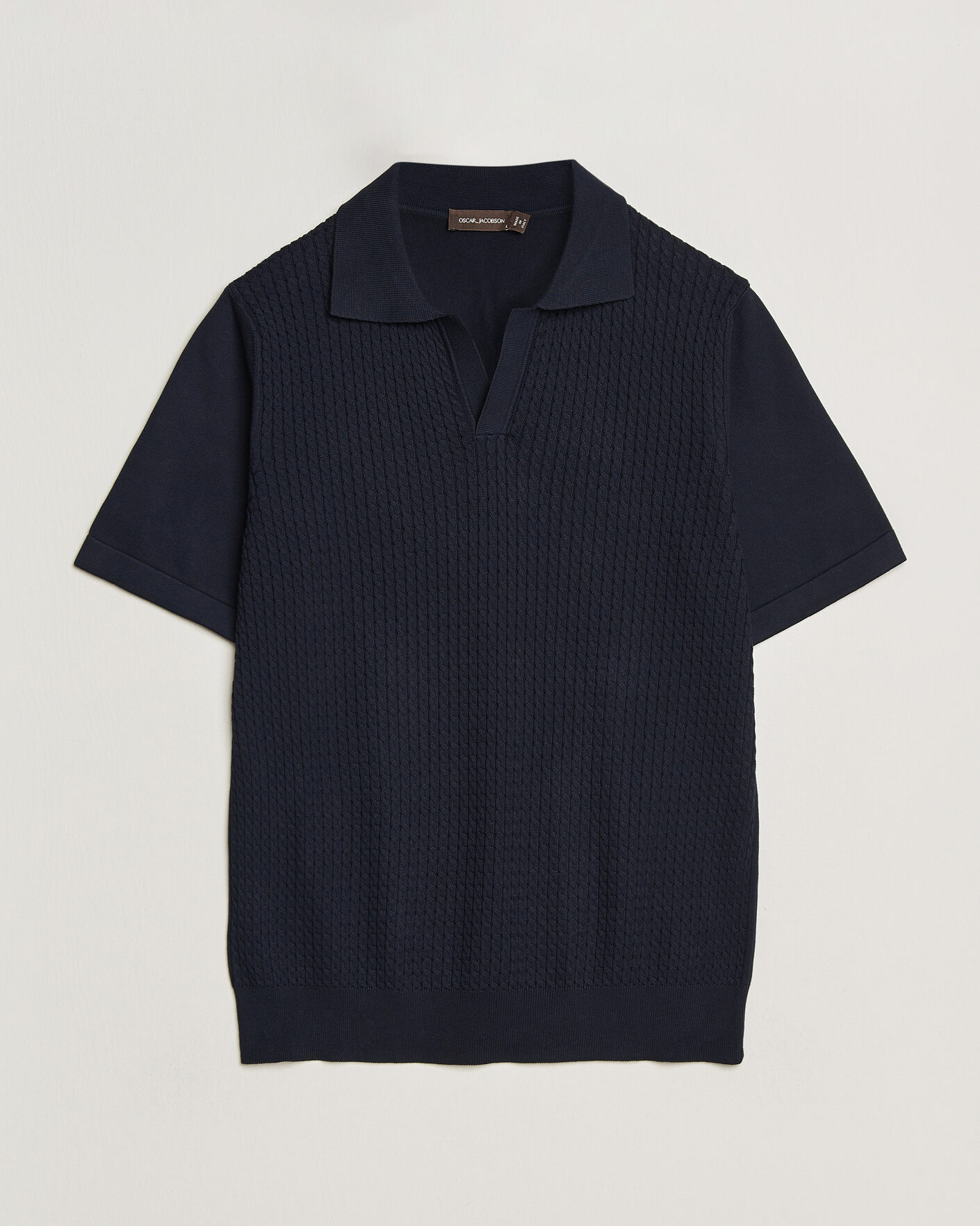 Herren | Poloshirts | Oscar Jacobson | Alf Structured Cotton Polo Navy