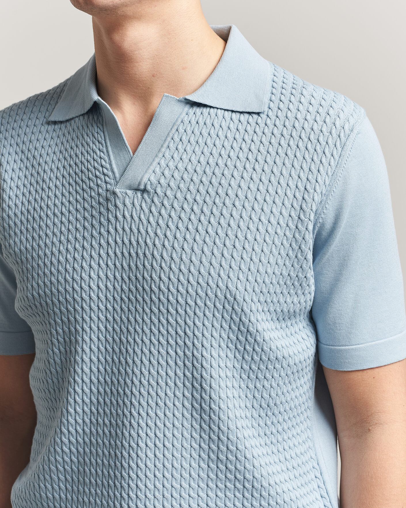 Herren | Poloshirts | Oscar Jacobson | Alf Structured Cotton Polo Light Blue