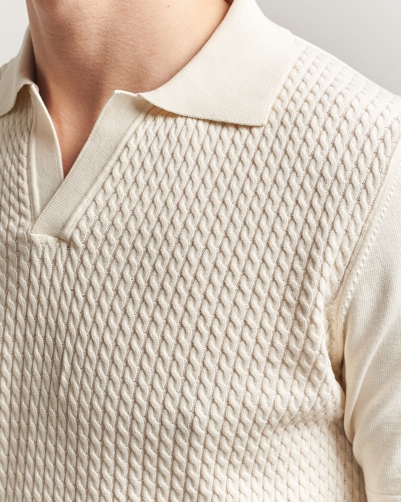 Herren | Poloshirts | Oscar Jacobson | Alf Structured Cotton Polo Off White