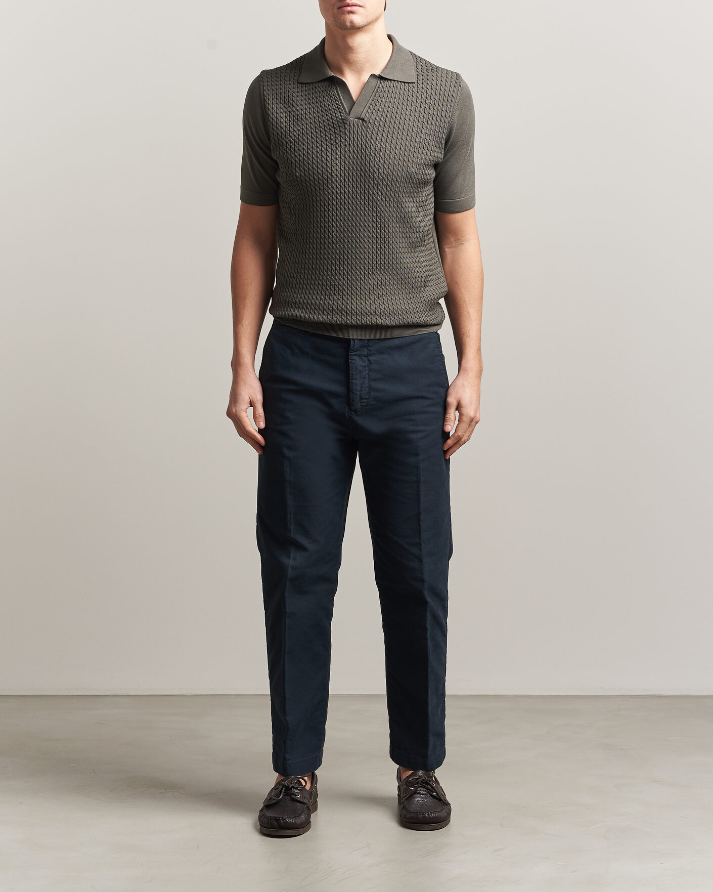 Herren | Poloshirts | Oscar Jacobson | Alf Structured Cotton Polo Green