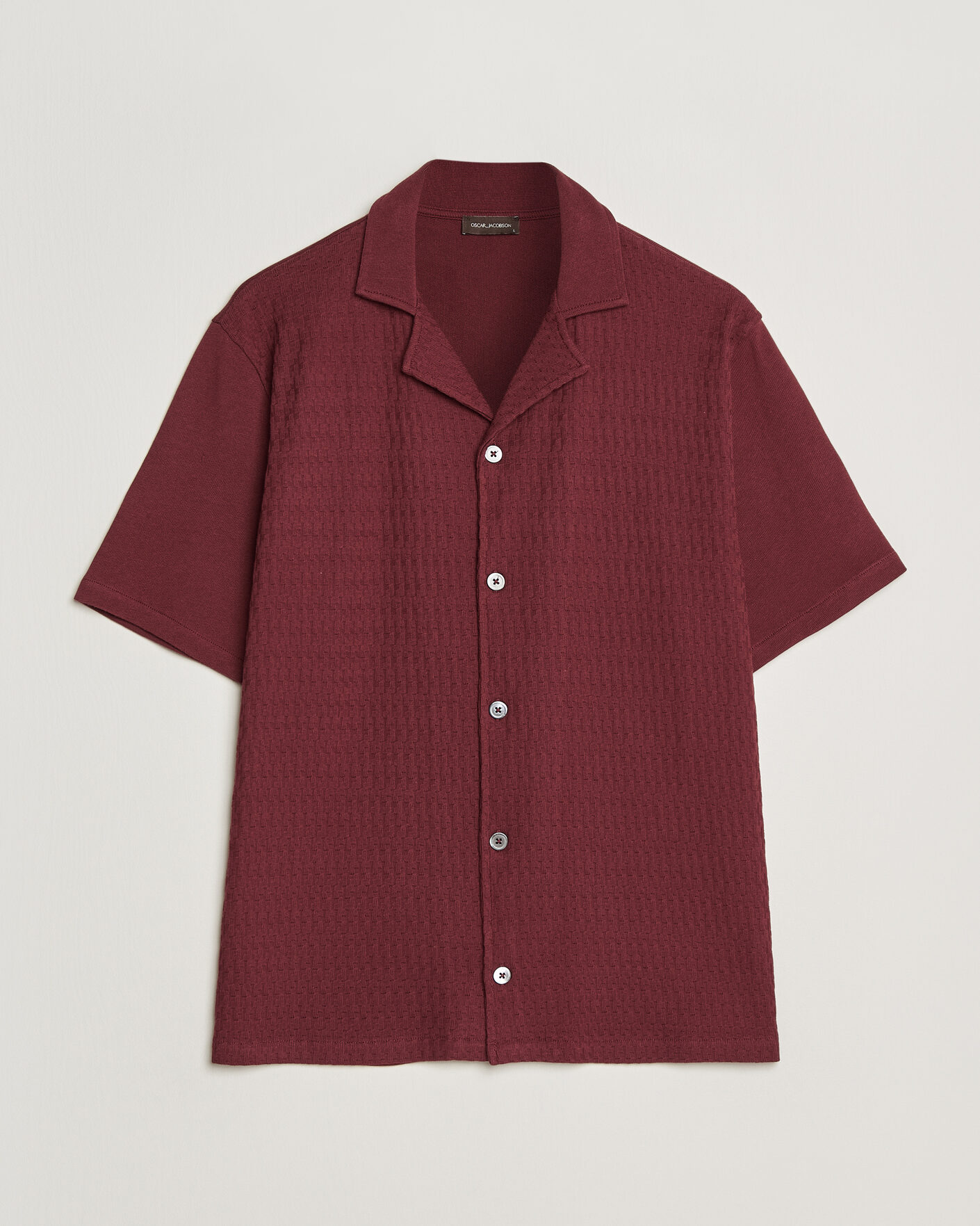 Herren | Hemden | Oscar Jacobson | Kirk Knitted Short Sleeve Shirt Wine Red