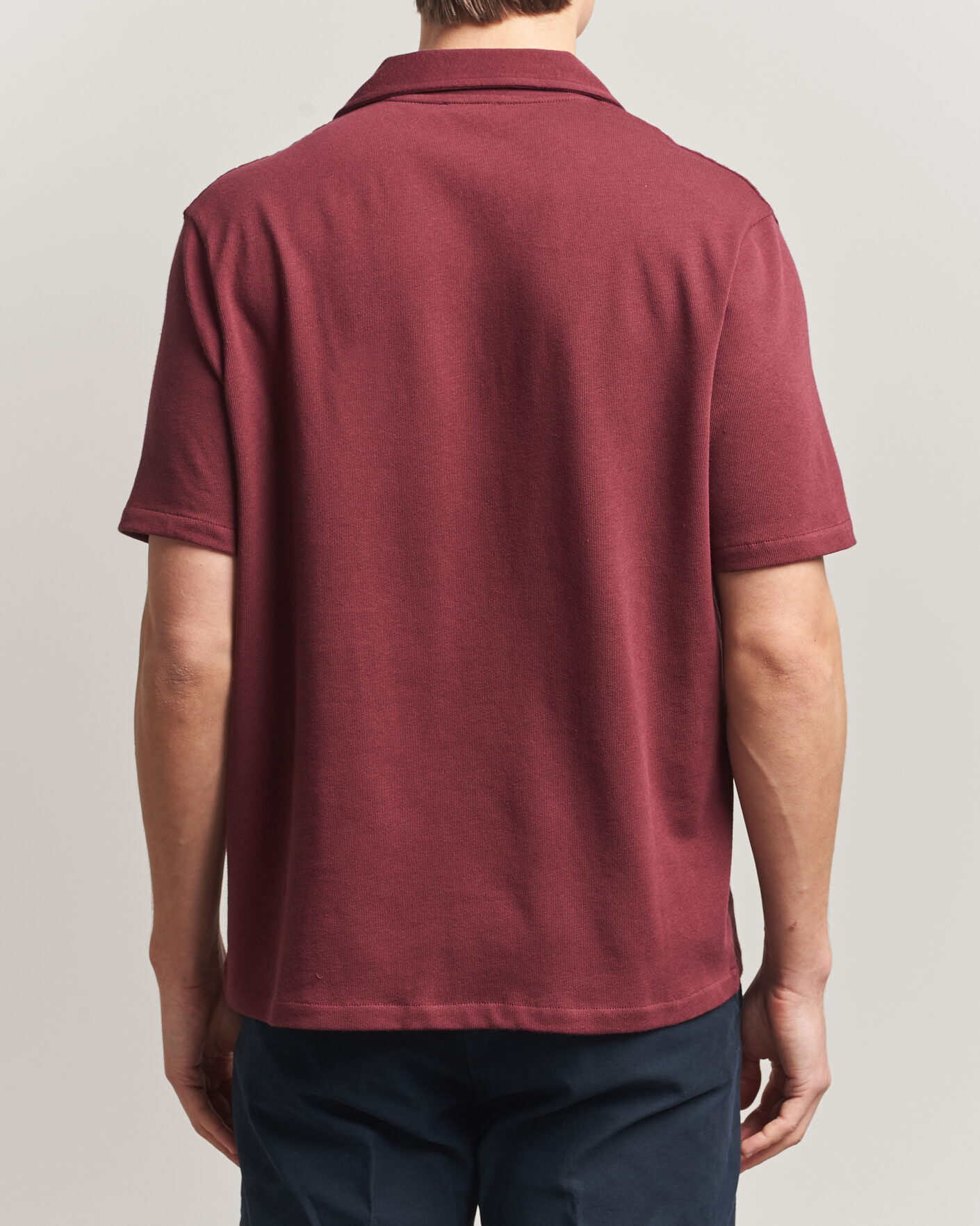 Herren | Hemden | Oscar Jacobson | Kirk Knitted Short Sleeve Shirt Wine Red