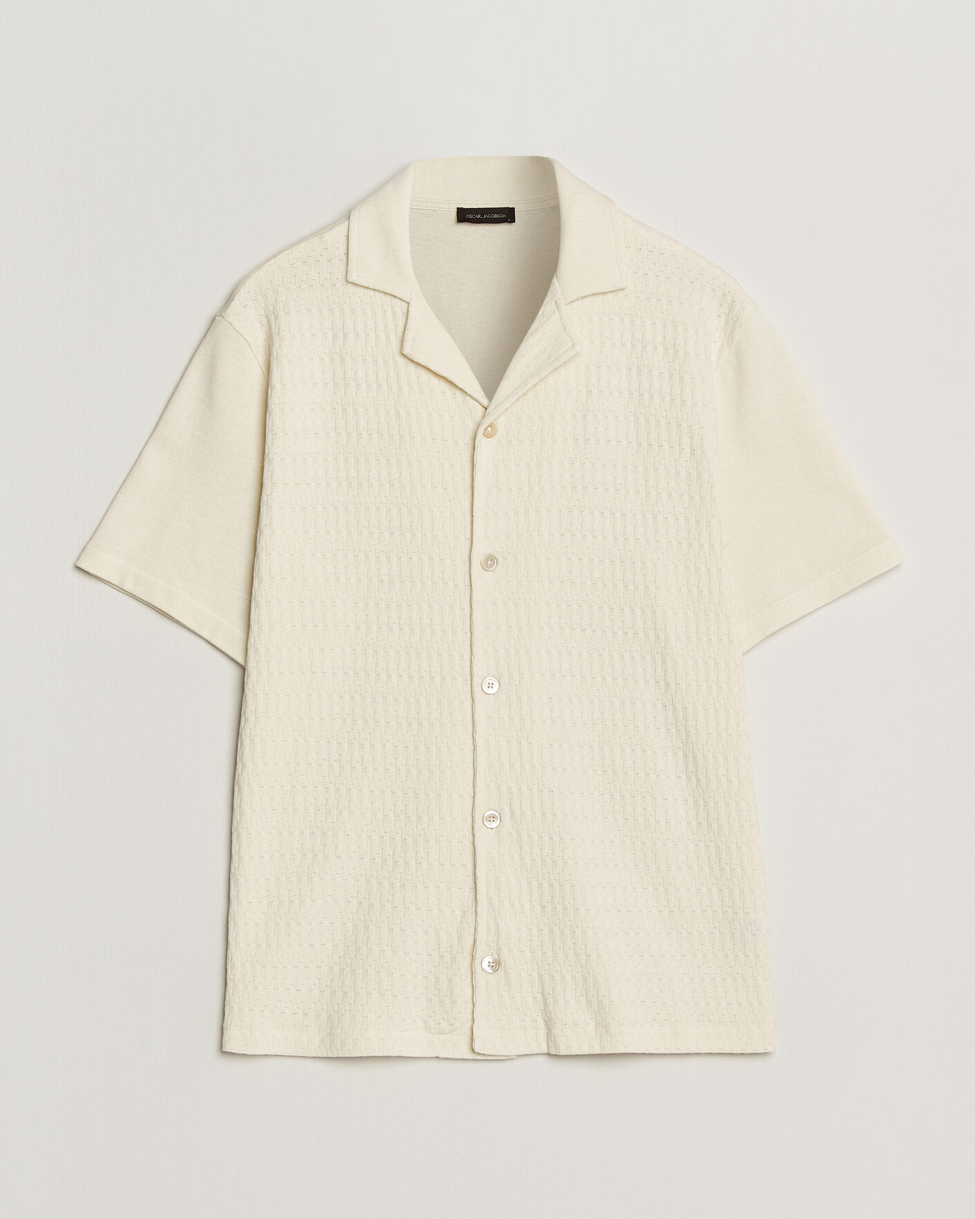 Herren | Hemden | Oscar Jacobson | Kirk Knitted Short Sleeve Shirt Off White