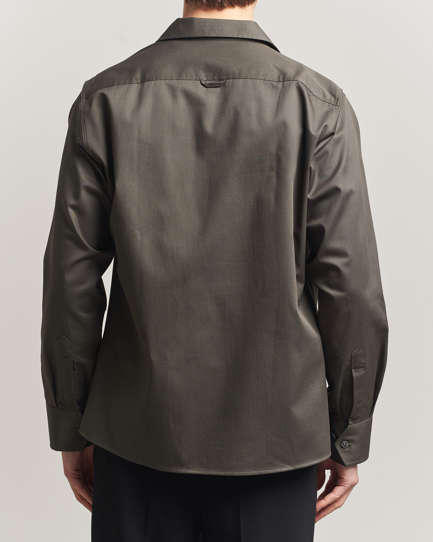 Herren | Hemden | Oscar Jacobson | Straight Fit Bowling Collar Cotton Shirt Olive