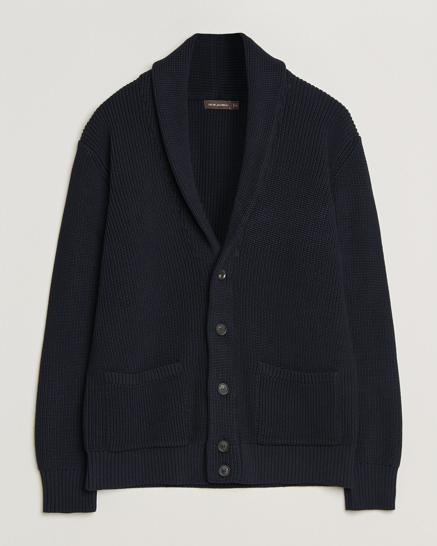 Herren | Pullover | Oscar Jacobson | Roland Knitted Cotton Cardigan Navy