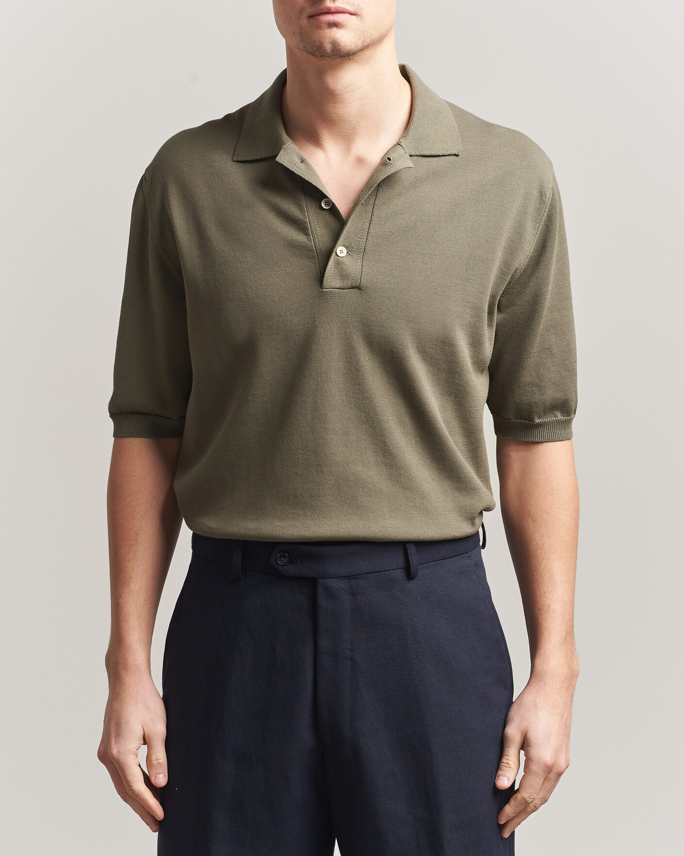 Herren | Poloshirts | Zanone | Knitted Cotton Polo Olive