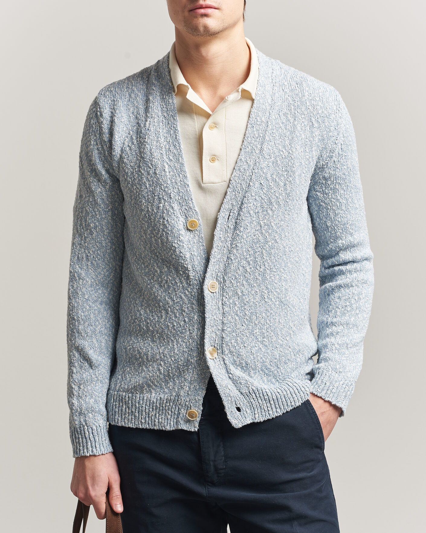 Herren | Pullover | Zanone | Mouline Cardigan Sky Blue