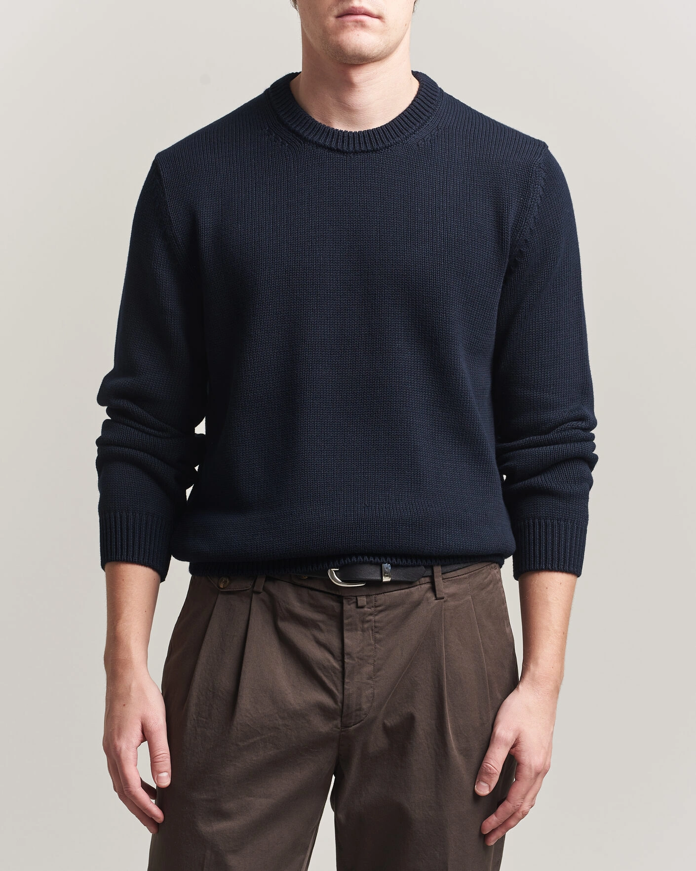 Herren | Pullover | Zanone | Soft Cotton Crew Neck Sweater Navy