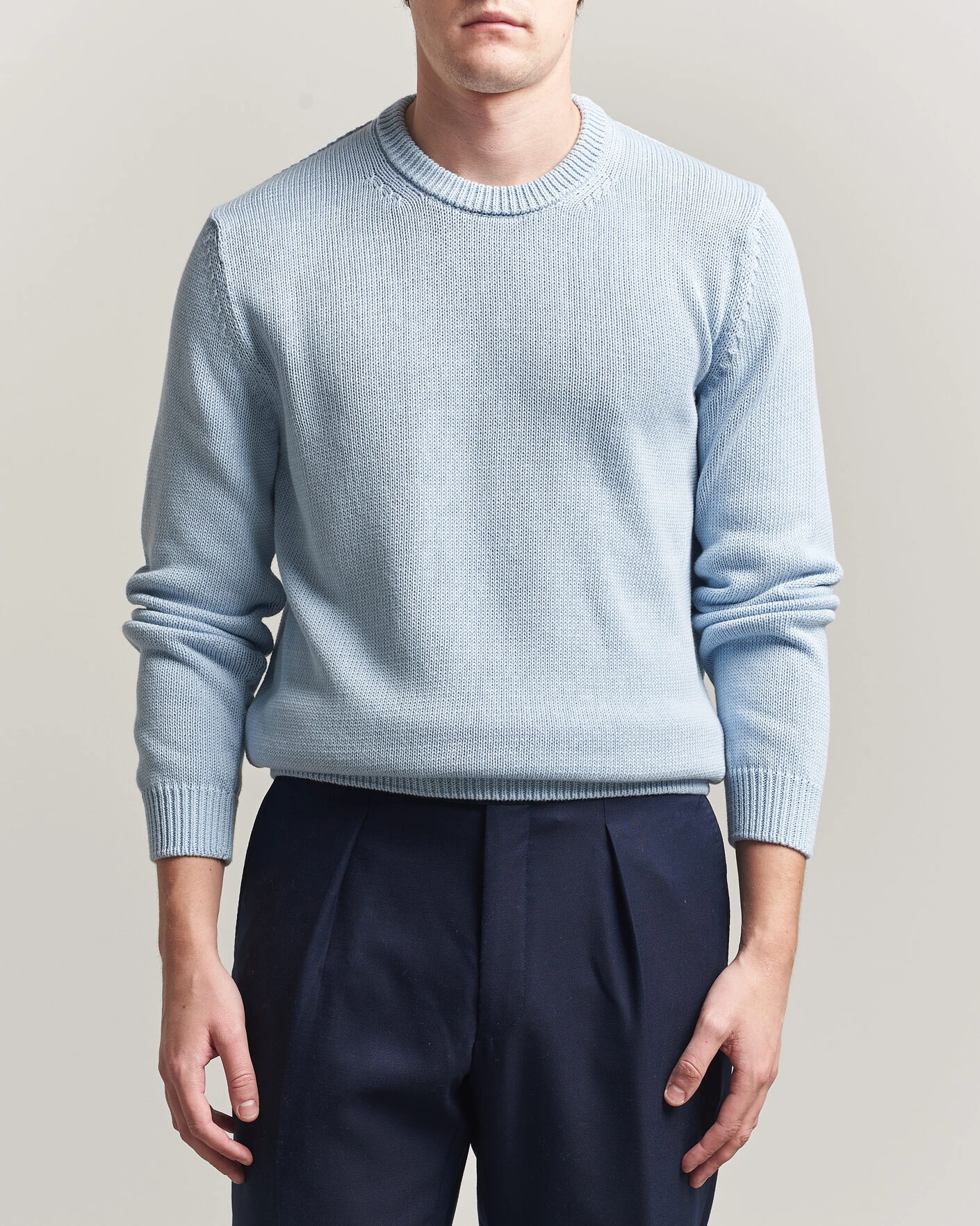 Herren | Pullover | Zanone | Soft Cotton Crew Neck Sweater Sky Blue