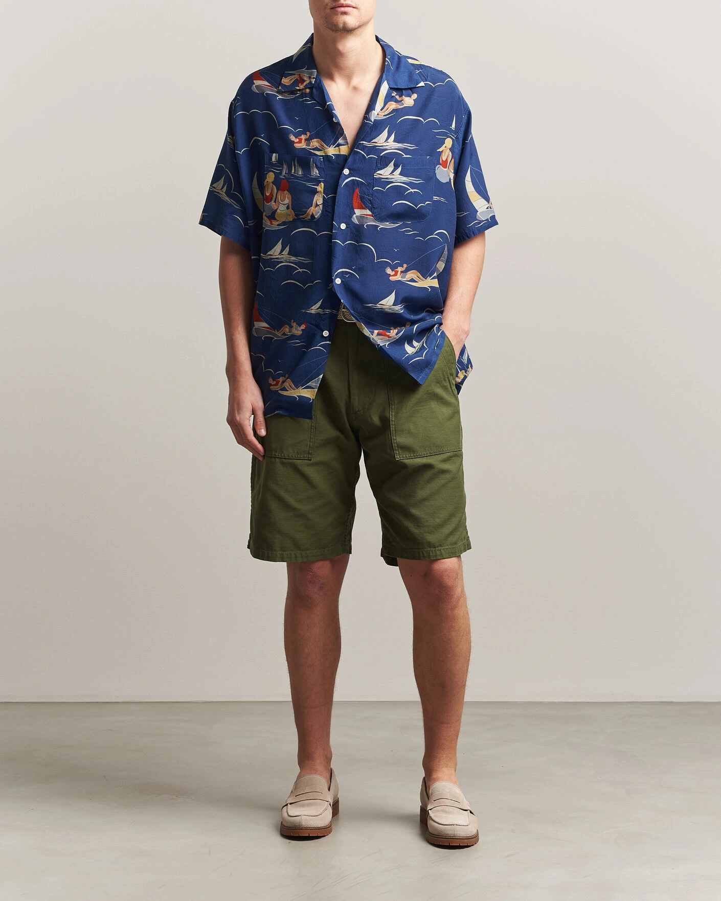 Herren | Hemden | BEAMS PLUS | Holiday Print Camp Shirt Navy