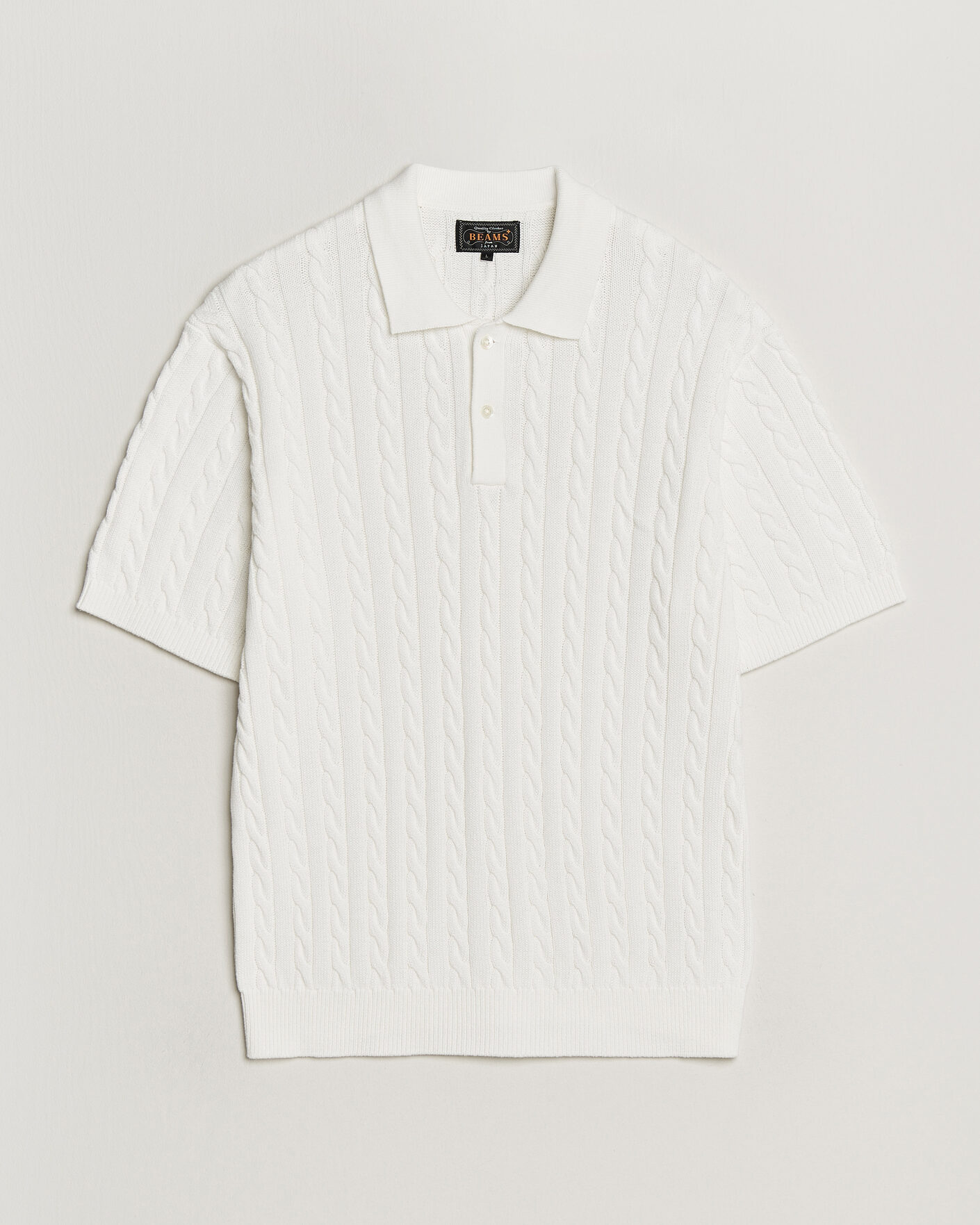 Herren | Poloshirts | BEAMS PLUS | Short Sleeve Cable Polo White