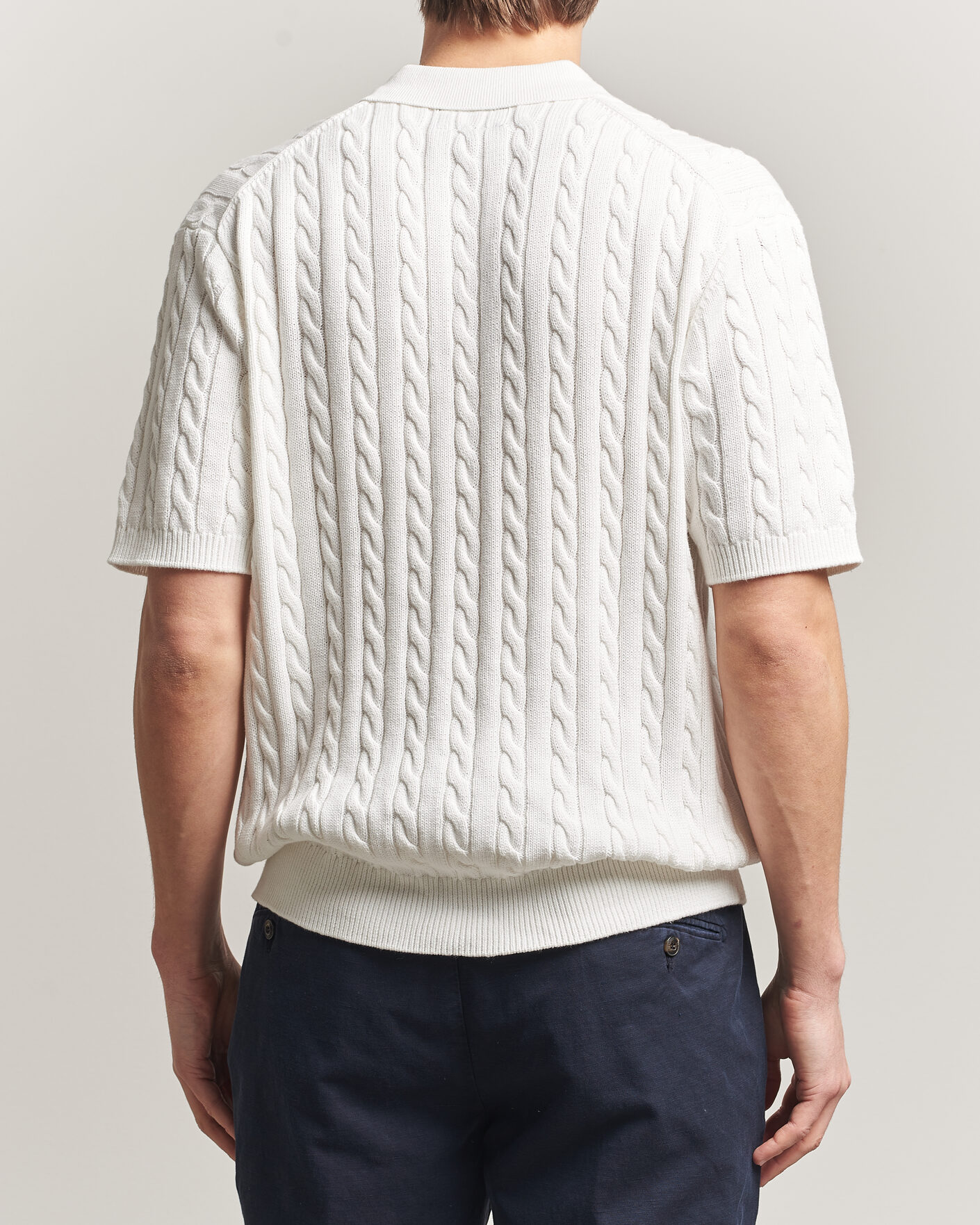 Herren | Poloshirts | BEAMS PLUS | Short Sleeve Cable Polo White