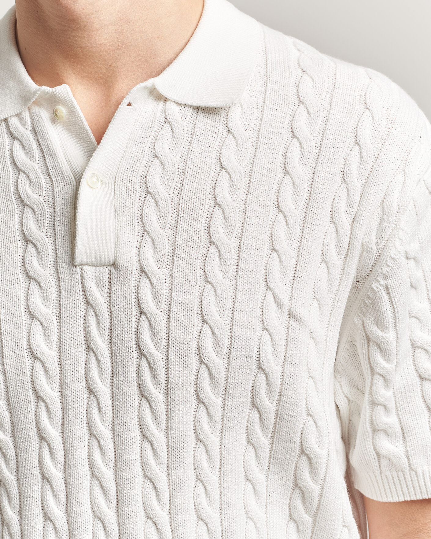 Herren | Poloshirts | BEAMS PLUS | Short Sleeve Cable Polo White