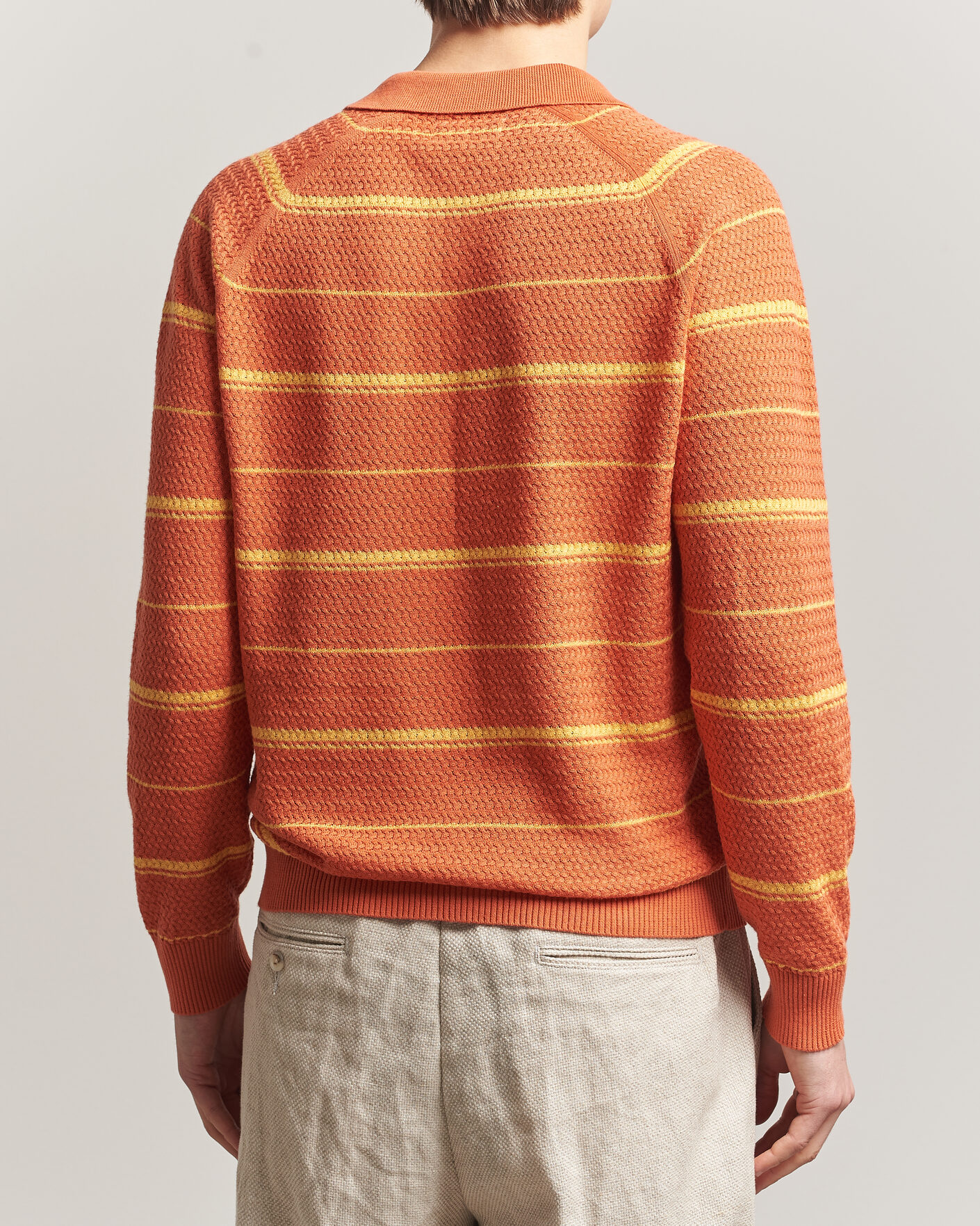 Herren | Poloshirts | BEAMS PLUS | Long Sleeve Knit Polo Orange Stripe