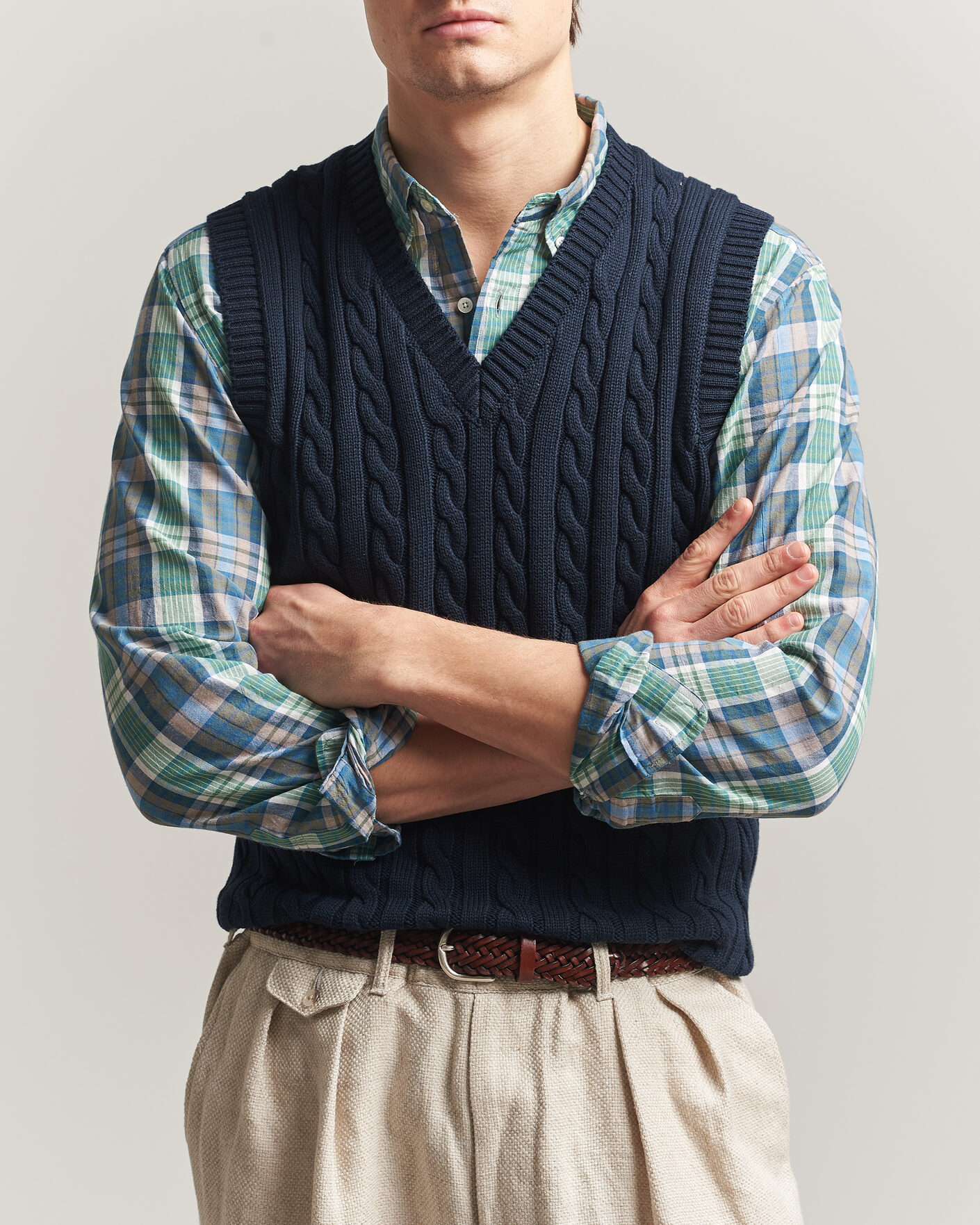Herren | Pullover | BEAMS PLUS | Cable Knit Vest Navy