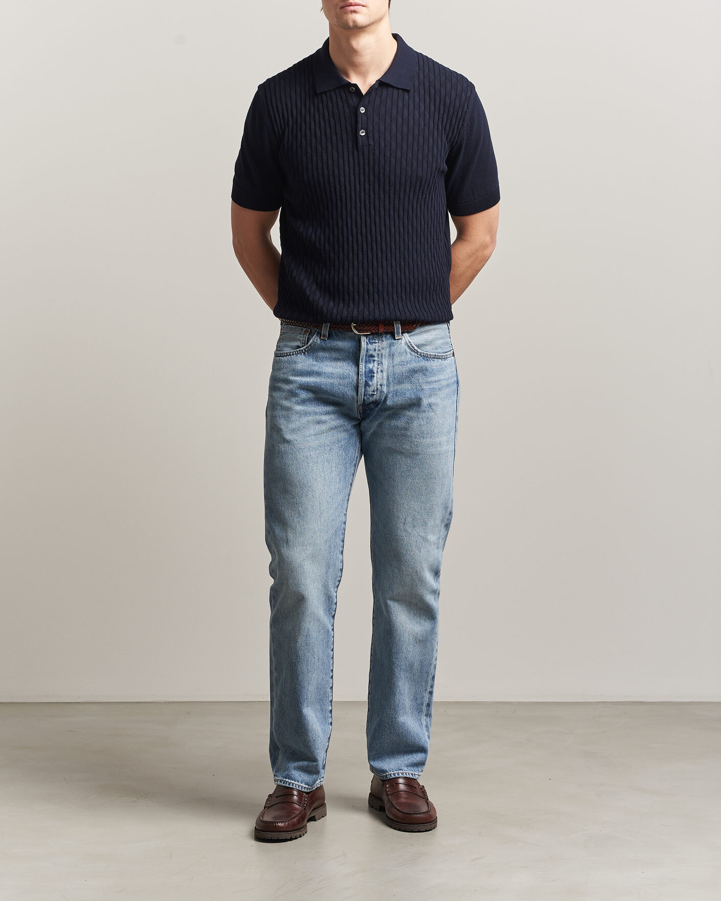 Herren | Poloshirts | Baracuta | Pattern Stich Polo Navy