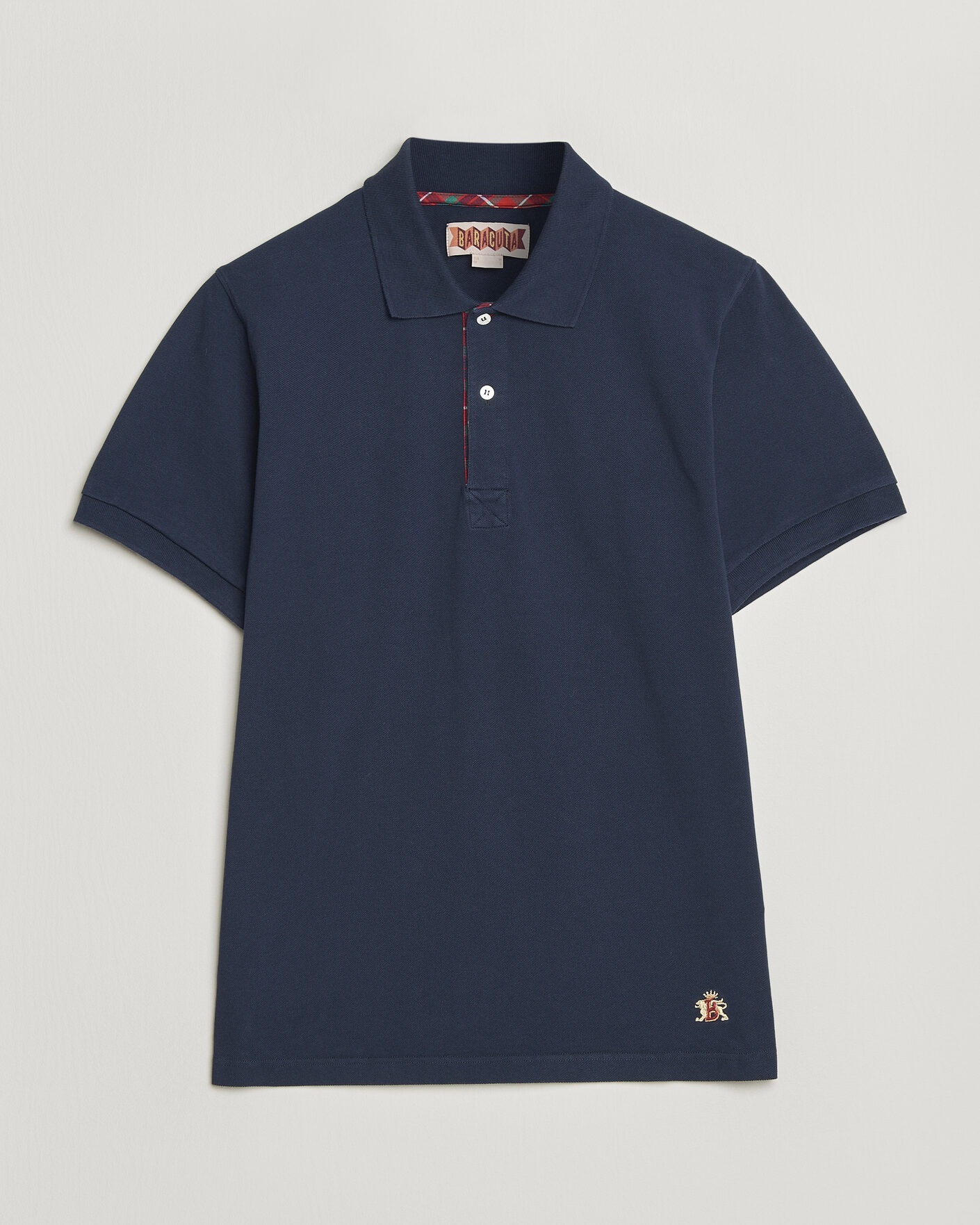 Herren | Poloshirts | Baracuta | Tartan Placket Piquet Polo Navy