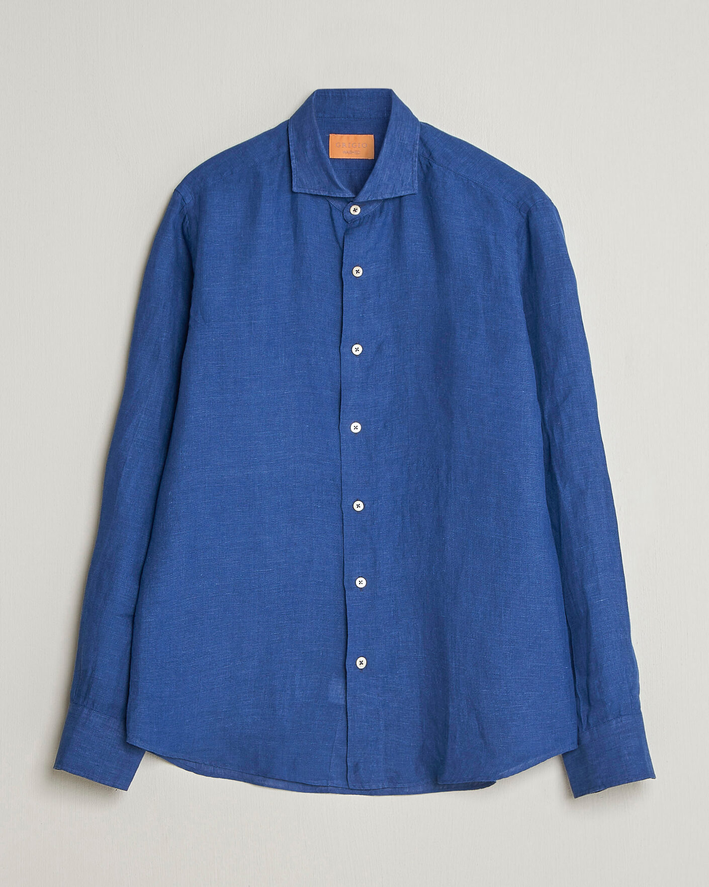 Herren | Hemden | Grigio | Washed Linen Shirt Navy