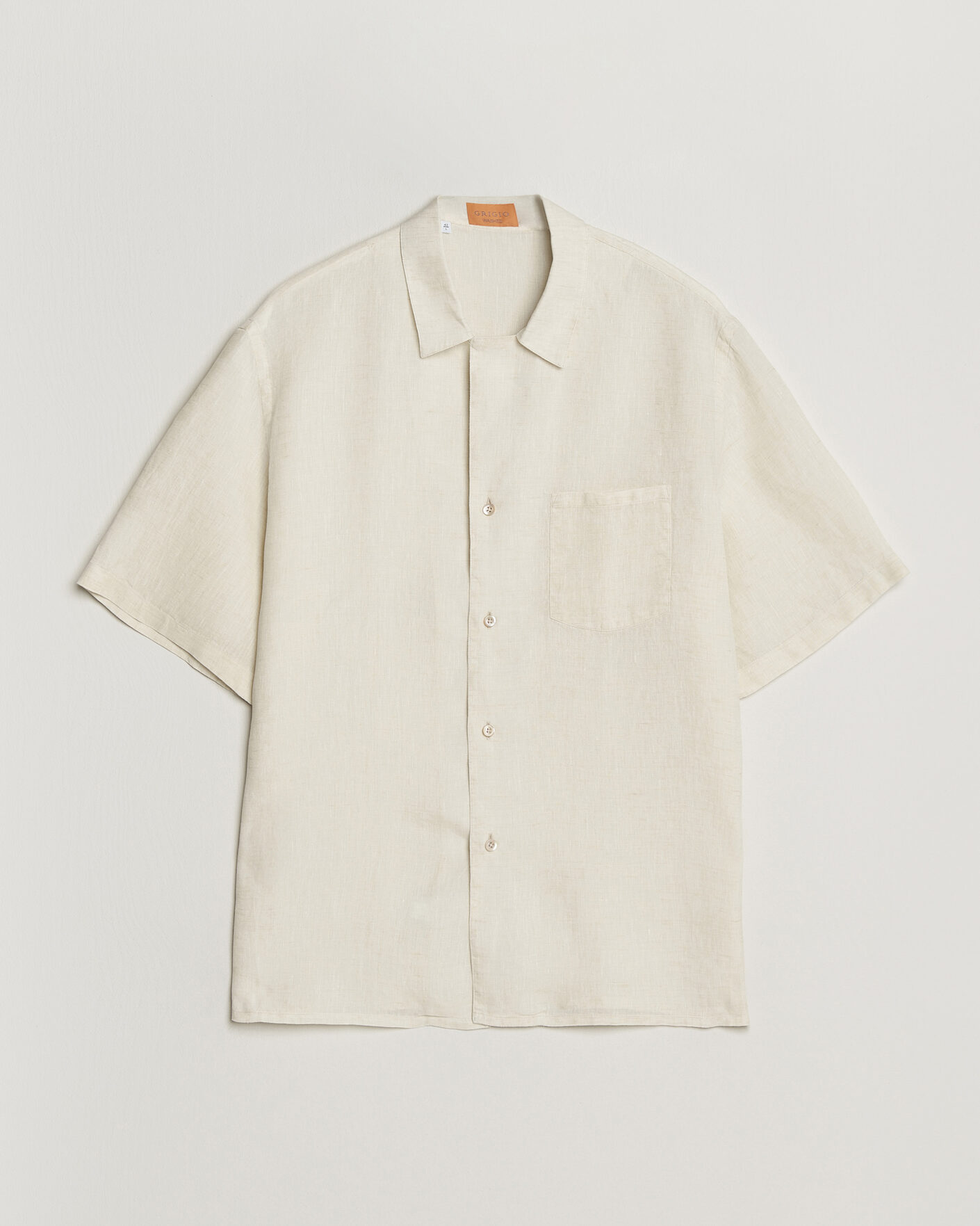 Herren | Hemden | Grigio | Linen Camp Collar Shirt White