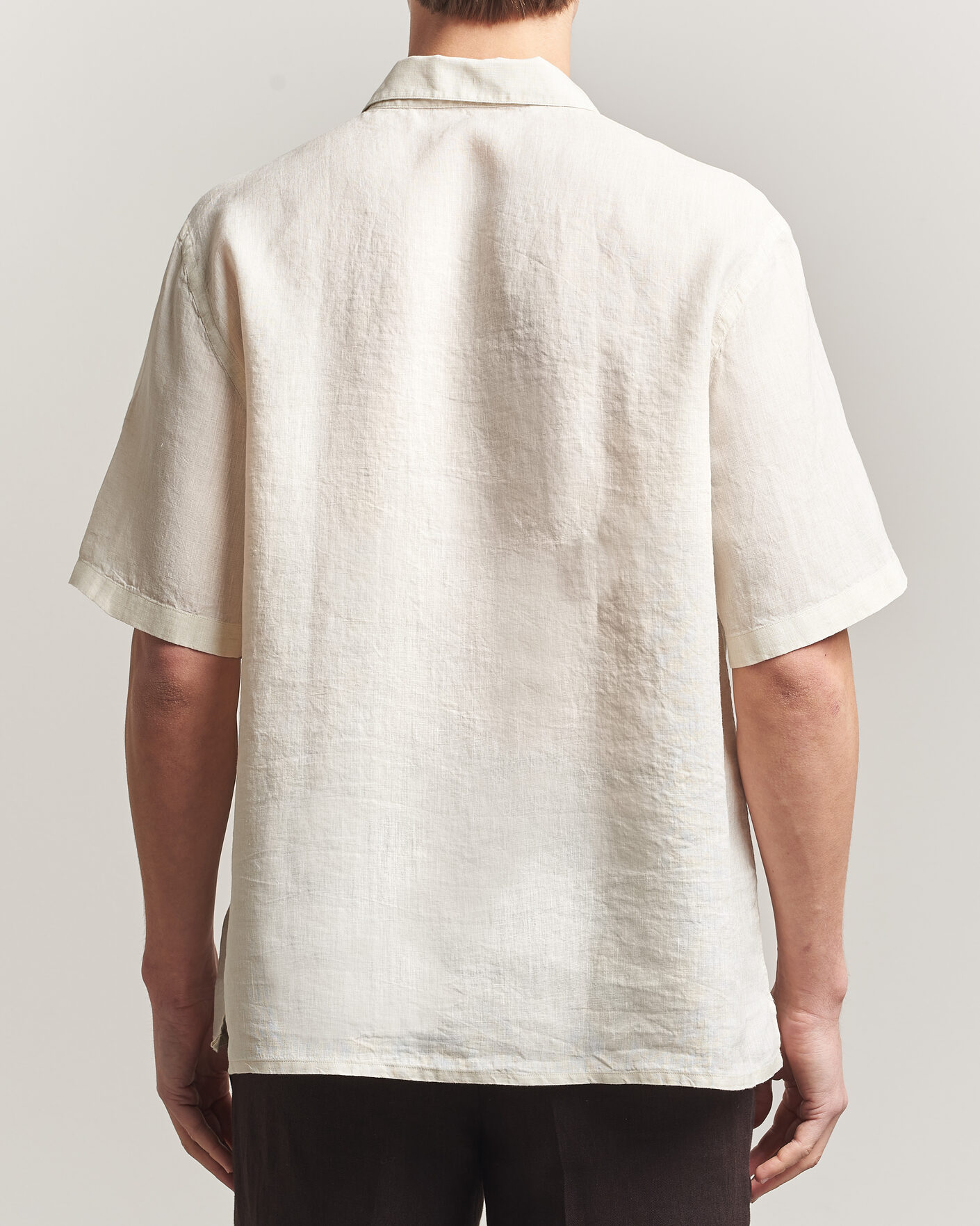 Herren | Hemden | Grigio | Linen Camp Collar Shirt White