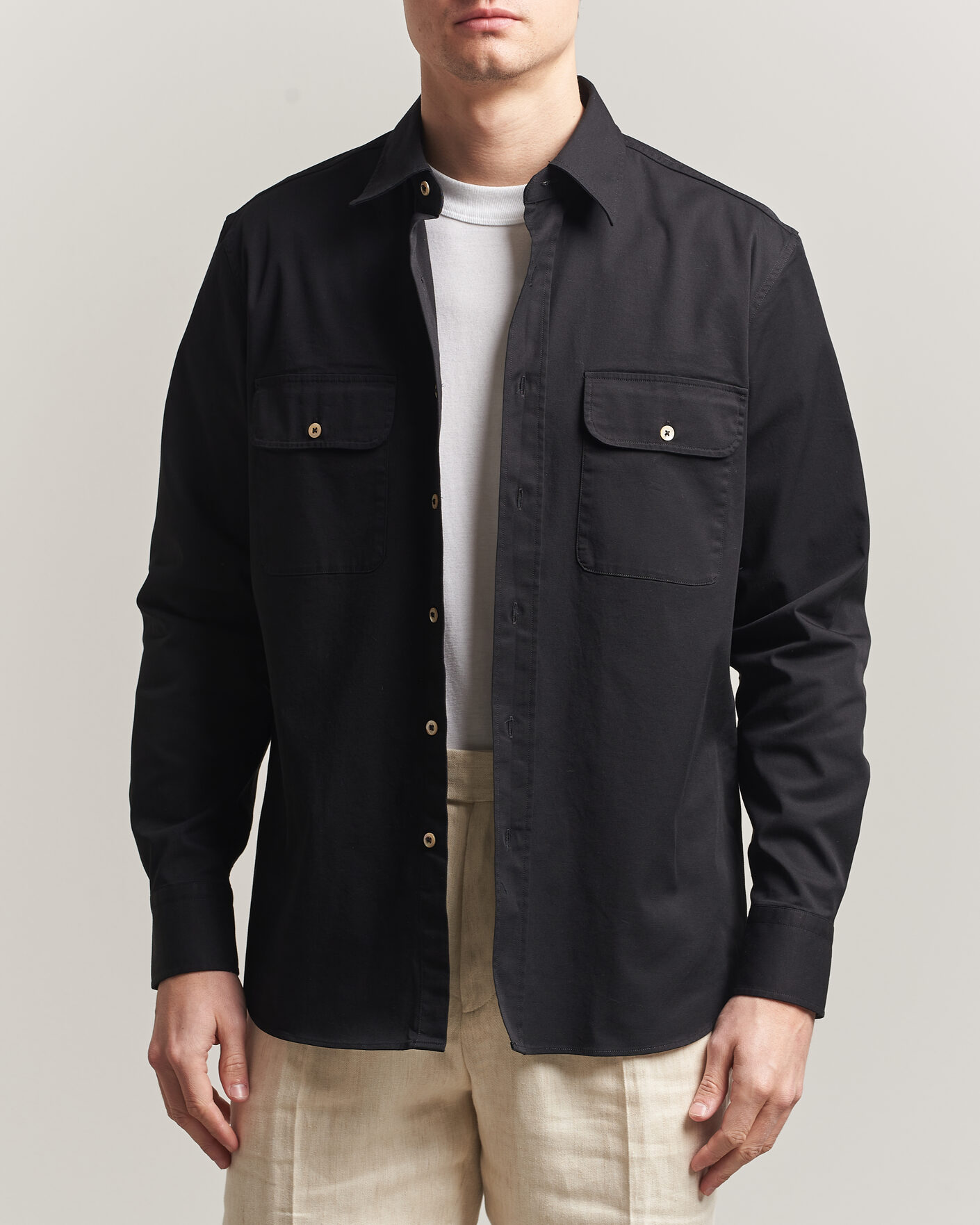 Herren | Hemden | Grigio | Illinois Cotton Overshirt Black