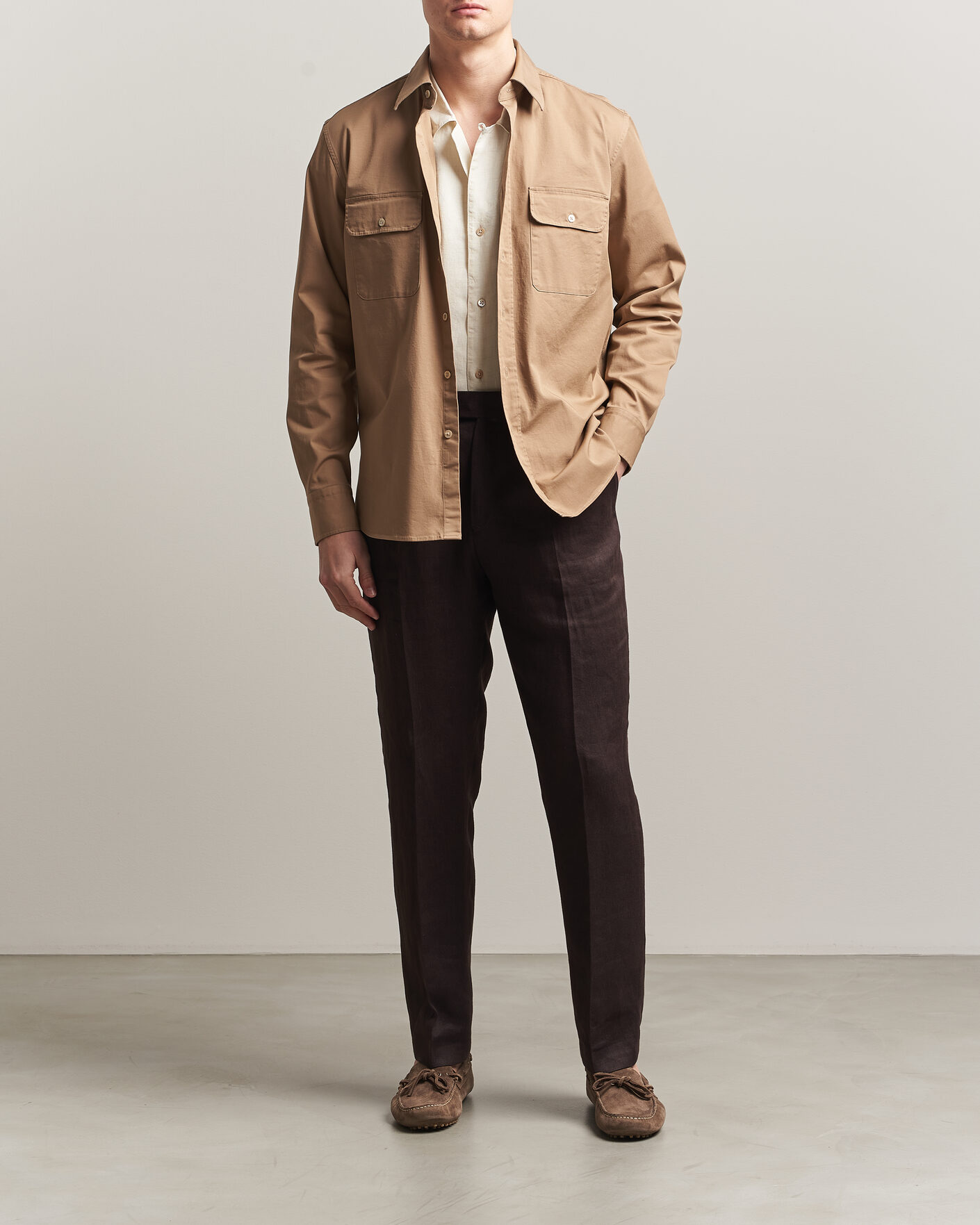 Herren | Hemden | Grigio | Illinois Cotton Overshirt Khaki