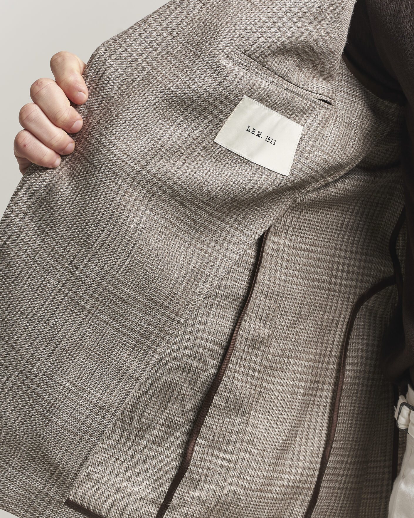 Herren | Sakkos | L.B.M. 1911 | Jack Regular Fit Linen/Wool Checked Blazer Taupe