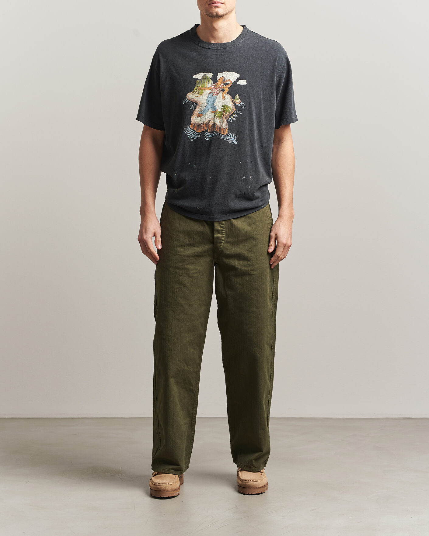 Herren | Hosen | orSlow | Wide Fit French Work Pants Army Green