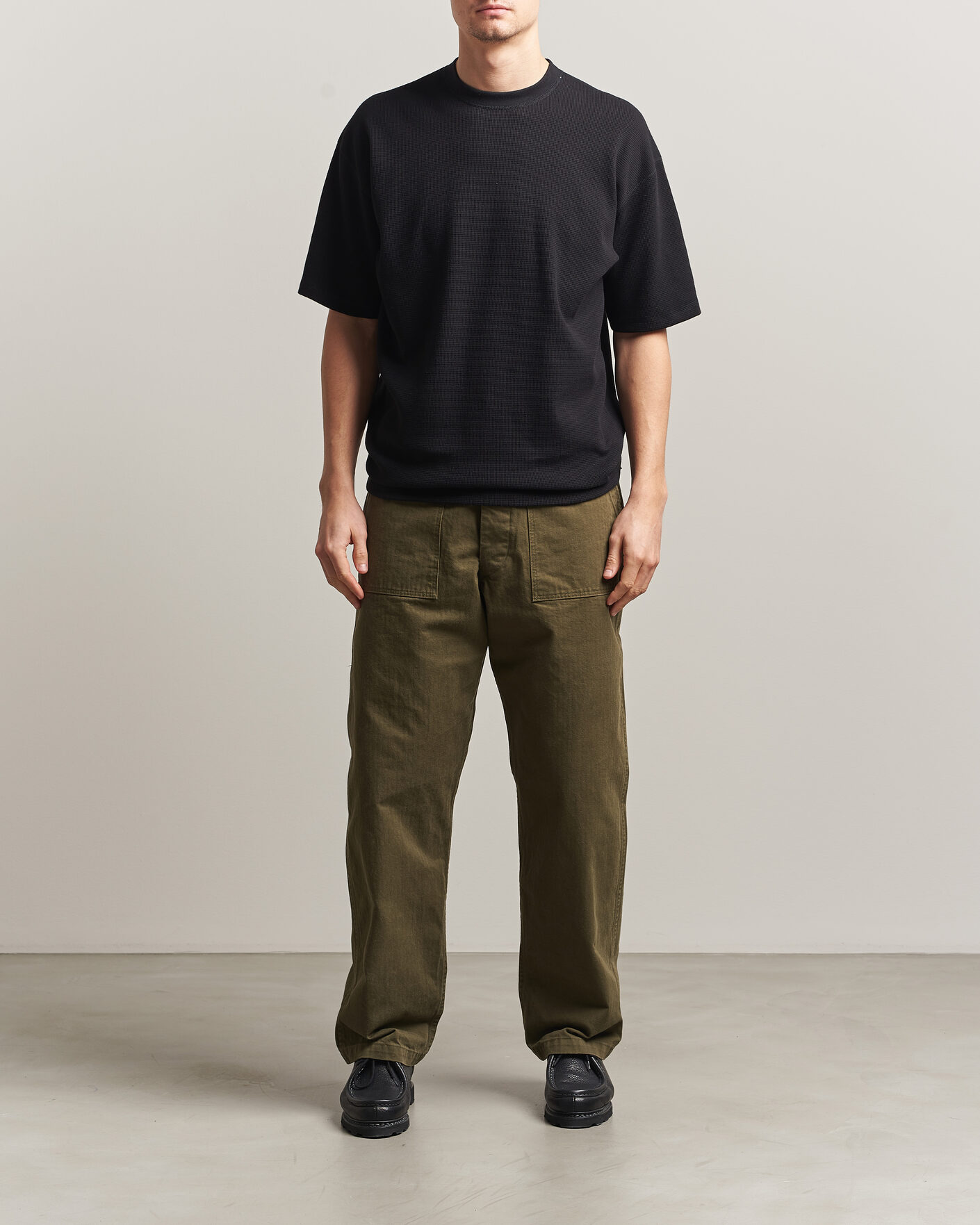 Herren | T-Shirts | orSlow | Waffle Cotton T-Shirt Black