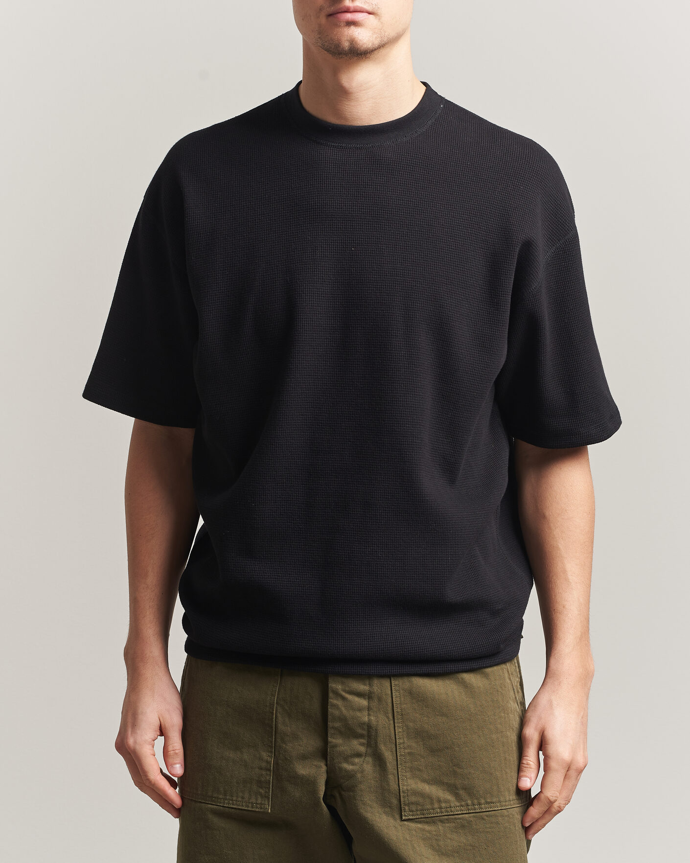Herren | T-Shirts | orSlow | Waffle Cotton T-Shirt Black