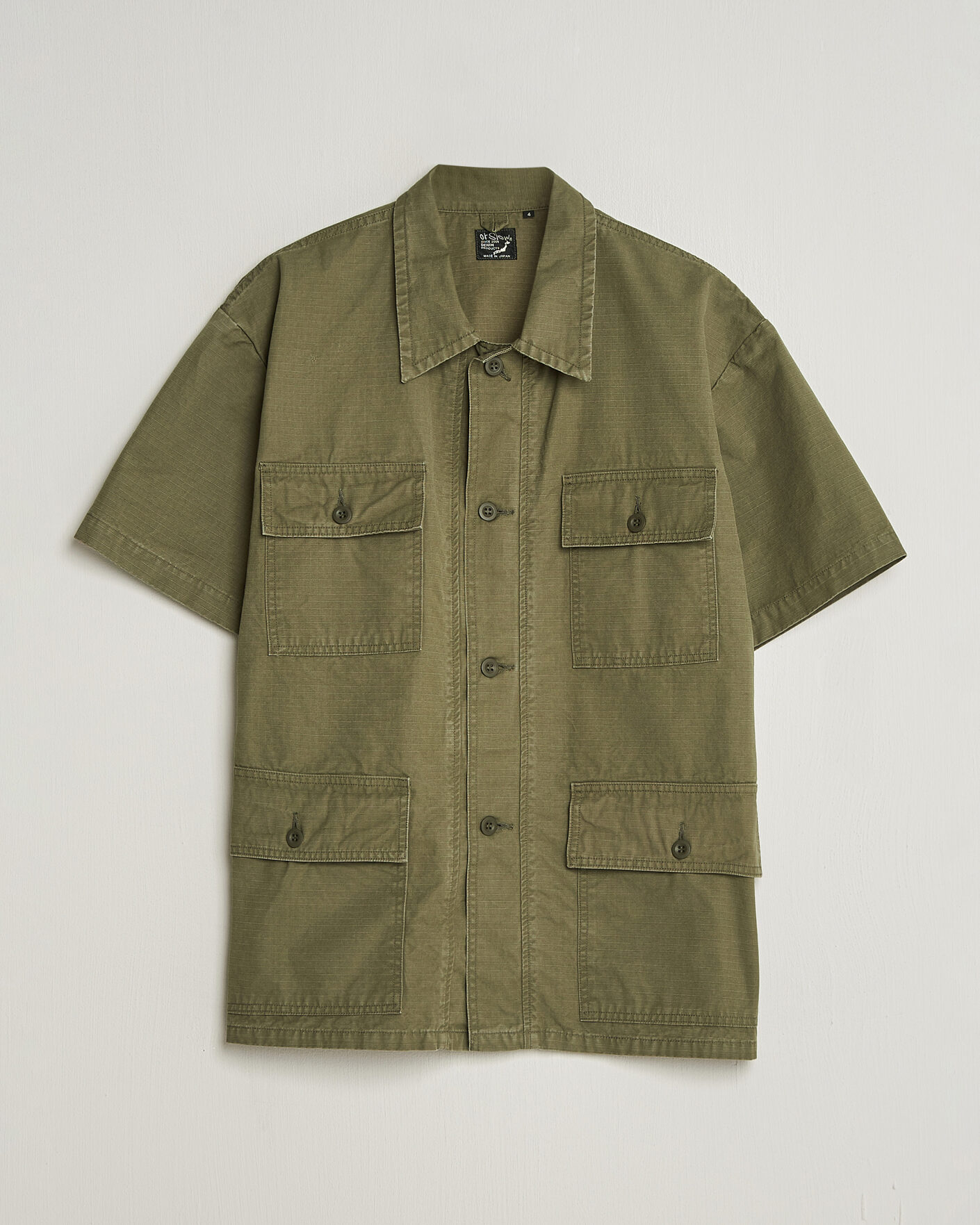 Herren | Hemden | orSlow | Short Sleeve Utility Shirt Army Green