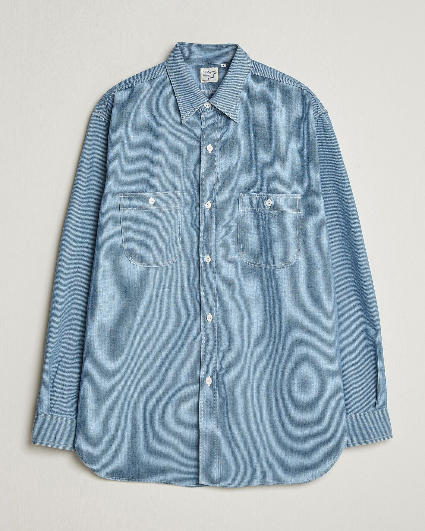 Herren | Hemden | orSlow | Relax Fit Chambray Work Shirt Hickory Stirpe