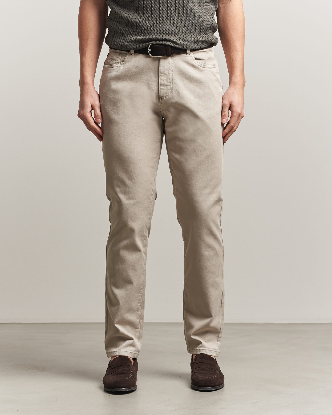 Herren | Hosen | Oscar Jacobson | Slim Fit 5-Pocket Chino  Beige