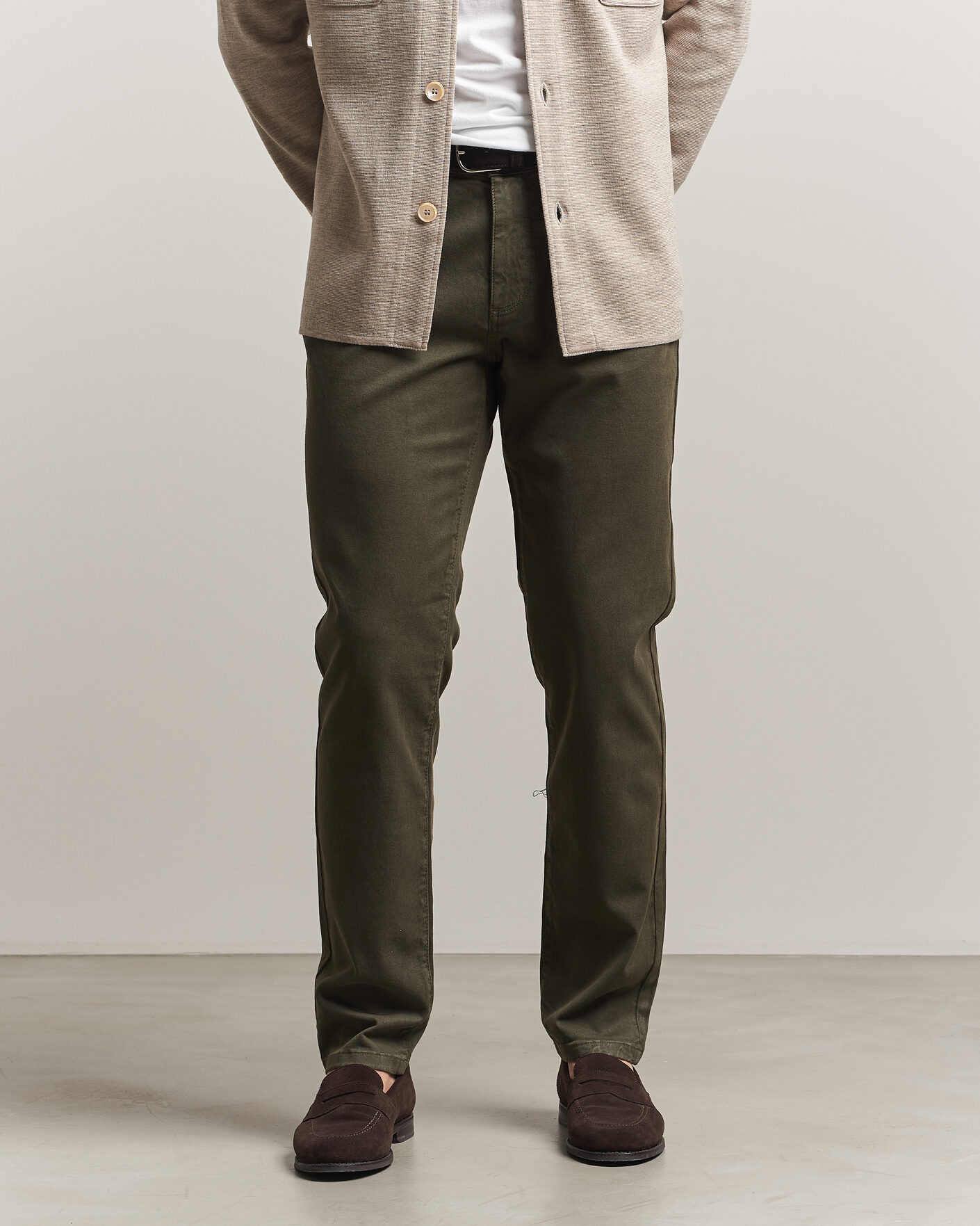 Herren | Hosen | Oscar Jacobson | Slim Fit 5-Pocket Chino Olive