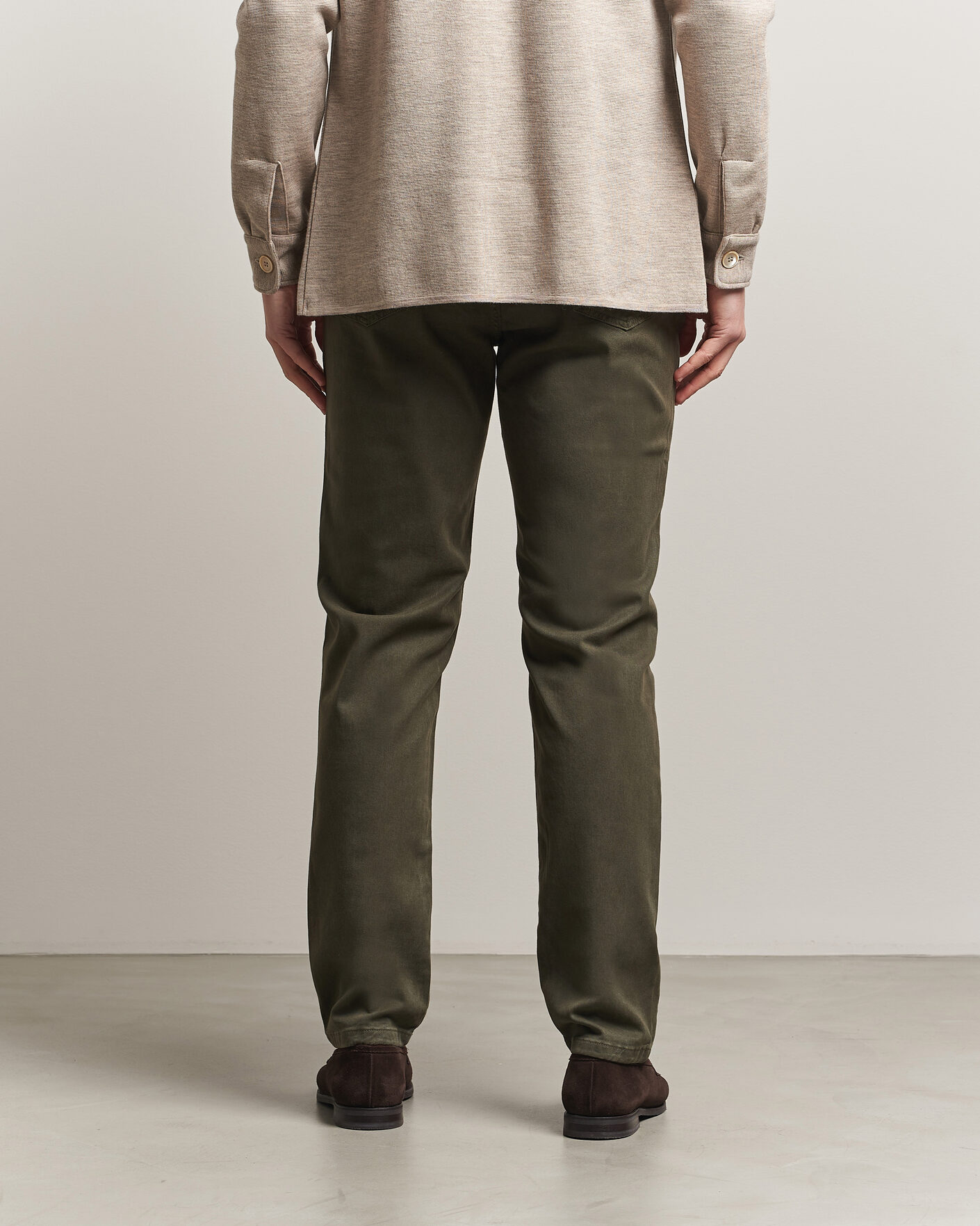 Herren | Hosen | Oscar Jacobson | Slim Fit 5-Pocket Chino Olive