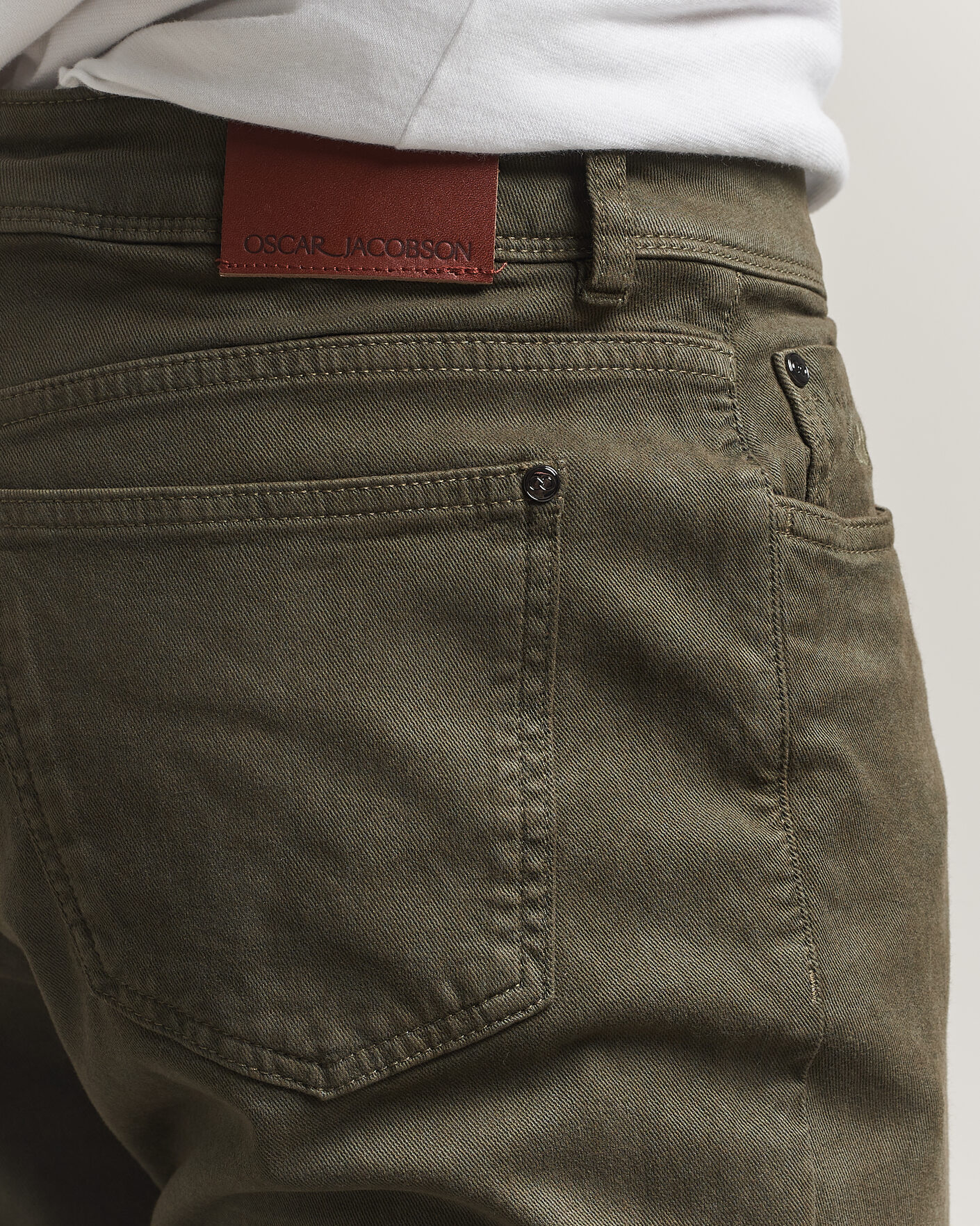 Herren | Hosen | Oscar Jacobson | Slim Fit 5-Pocket Chino Olive