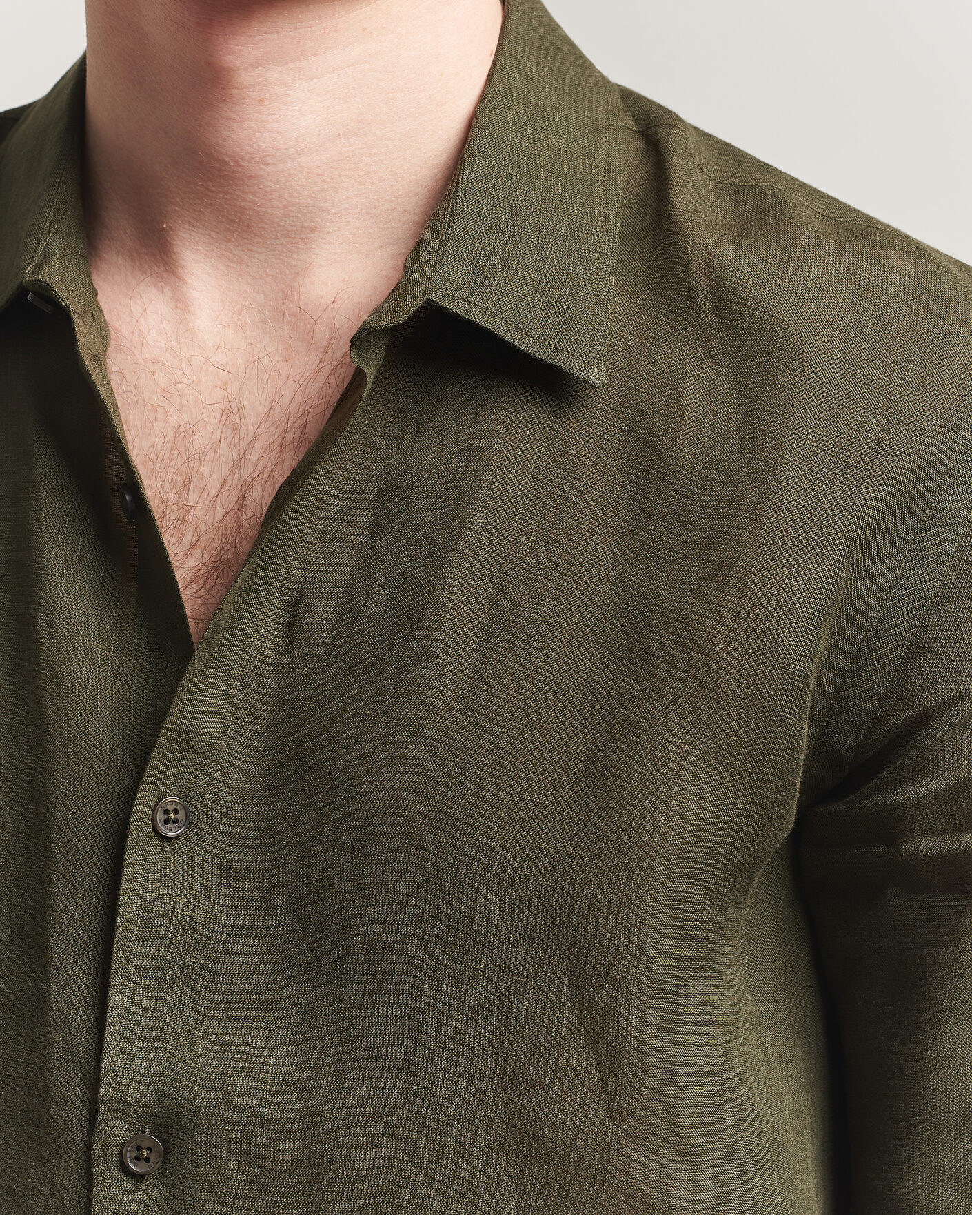 Herren | Hemden | Orlebar Brown | Giles Linen Stiched Shirt Bayleaf Green