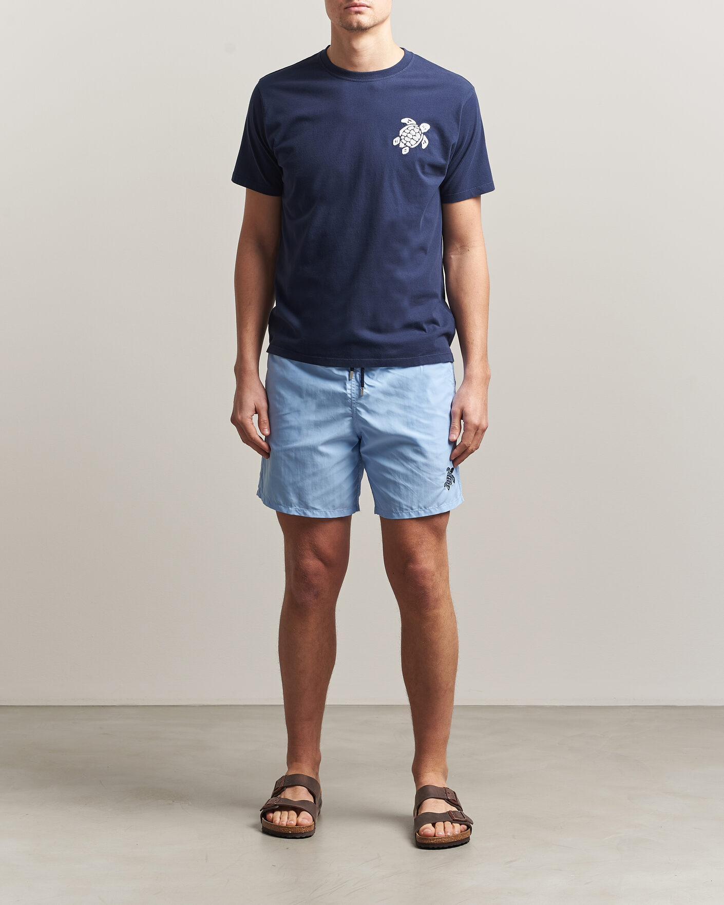Herren | T-Shirts | Vilebrequin | Embroidered Crew Neck T-Shirt Bleu Marine