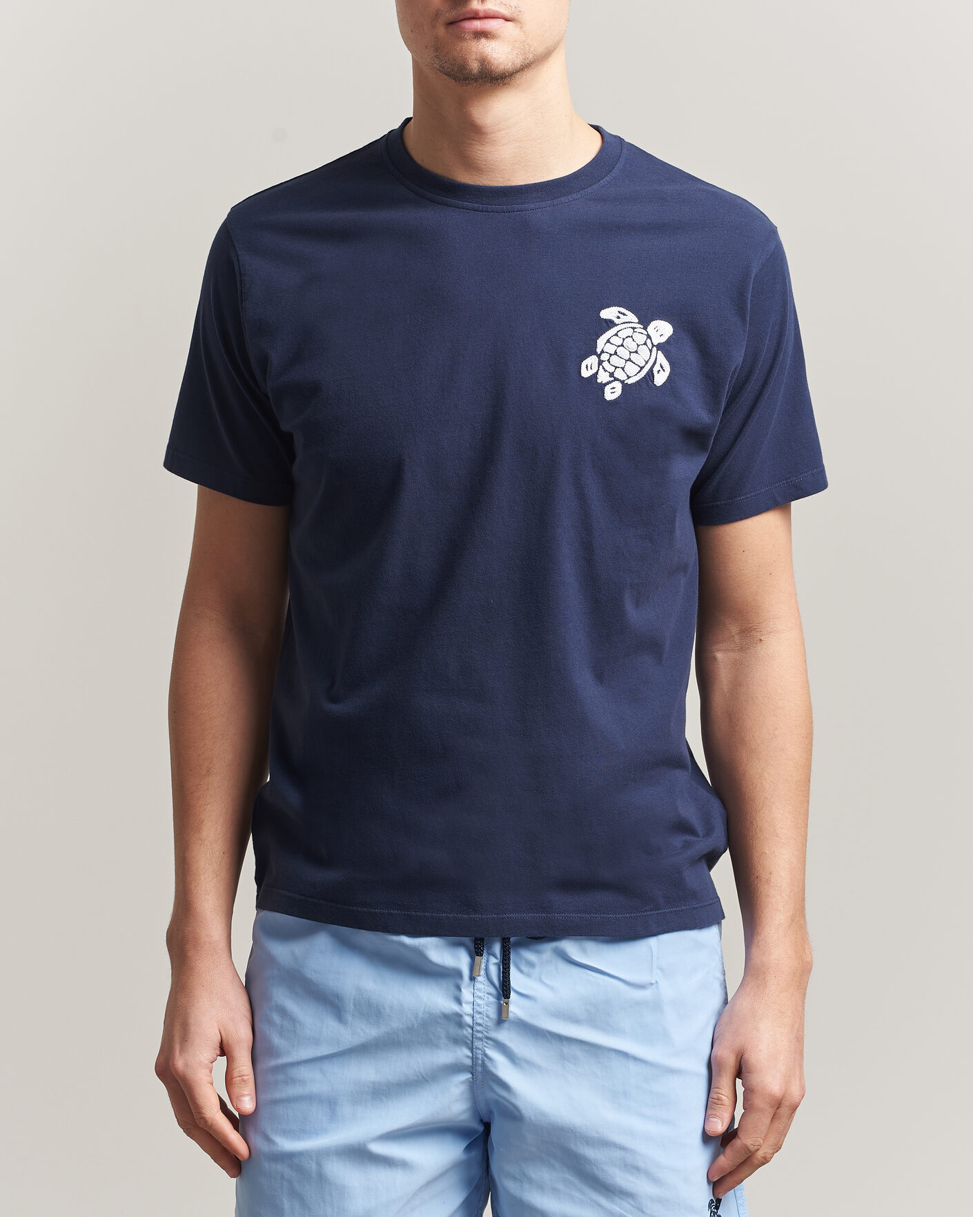 Herren | T-Shirts | Vilebrequin | Embroidered Crew Neck T-Shirt Bleu Marine